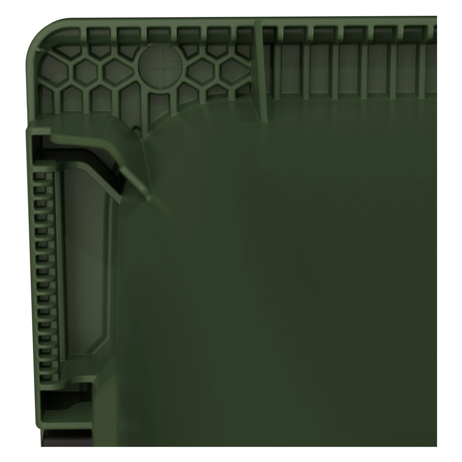 Мусорный контейнер 1100 л iPlast зелёный 4-колёсный с зелёной крышкой и педалью открывания Мусорный контейнер 1100 л iPlast зелёный 4-колёсный с зелёной крышкой и педалью открывания