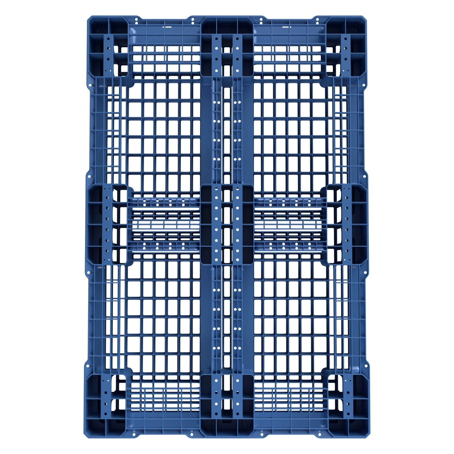 Пластиковый паллет 1210x810x150 мм iPlast голубой перфорированный на 6 полозьях с бортиком
