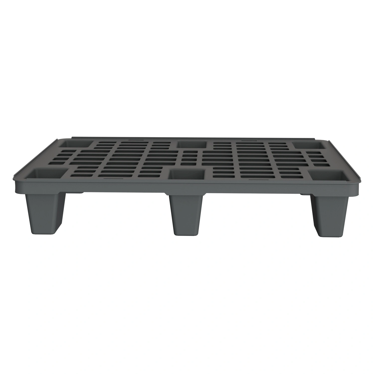 Пластиковый паллет 800x600x135 мм iPlast серый перфорированный на ножках с бортиком