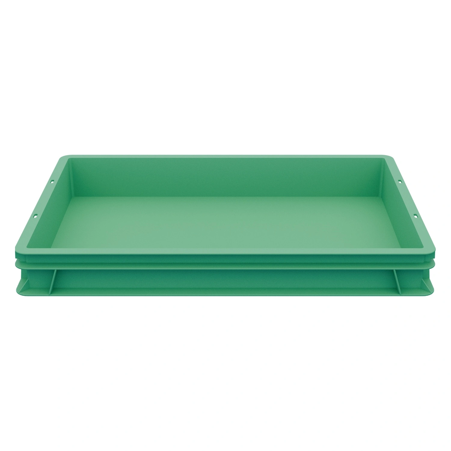 Пищевой ящик универсальный 600х400х75 мм iPlast зелёный ЭКО со сплошными стенками и дном