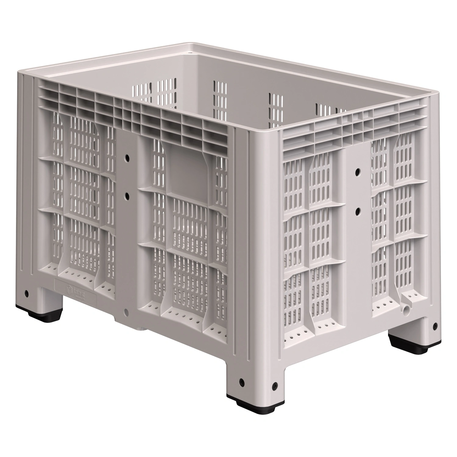 Большой контейнер 1200x800x800 мм iPlast iBOX светло-серый c перфорированными стенками и дном, на ножках Большой контейнер 1200x800x800 мм iPlast iBOX светло-серый c перфорированными стенками и дном, на ножках