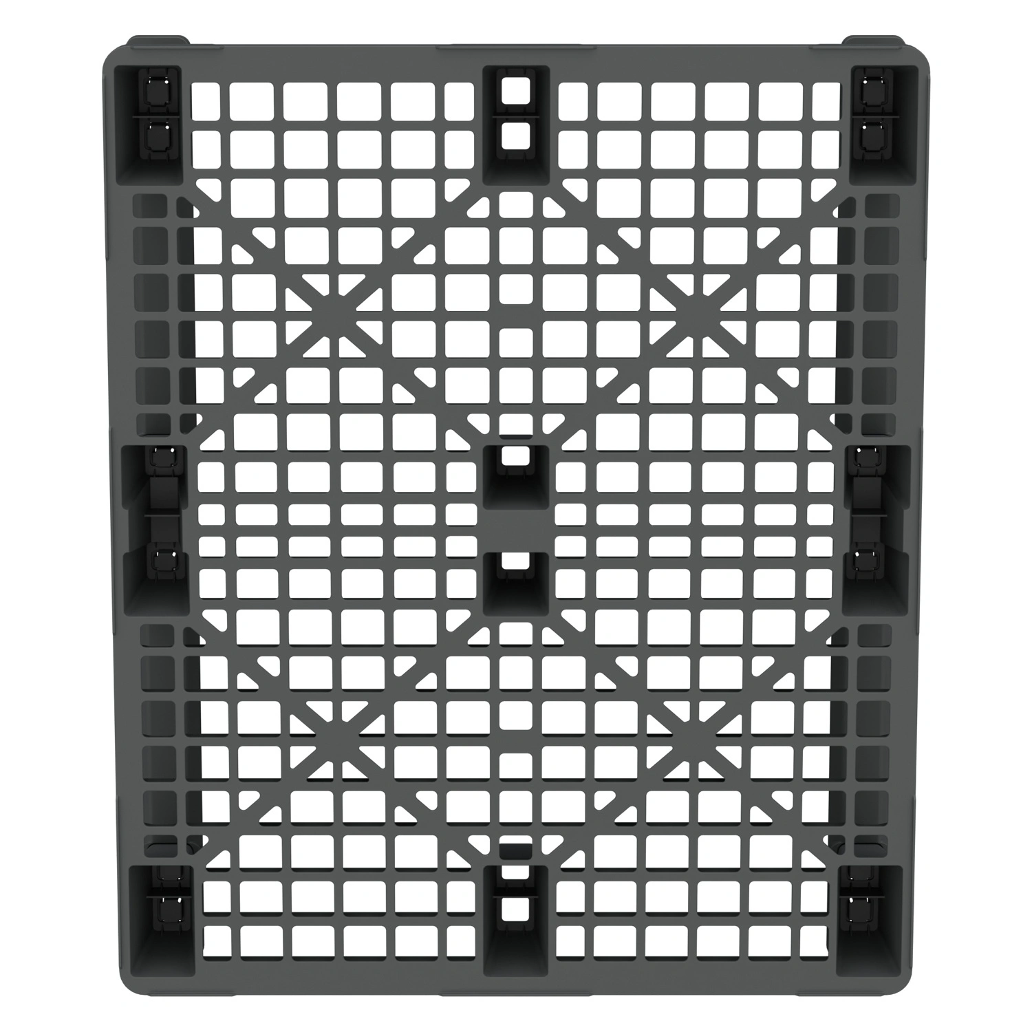 Пластиковый паллет 1200x1000x145 мм iPlast серый перфорированный на 2 полозьях с бортиком