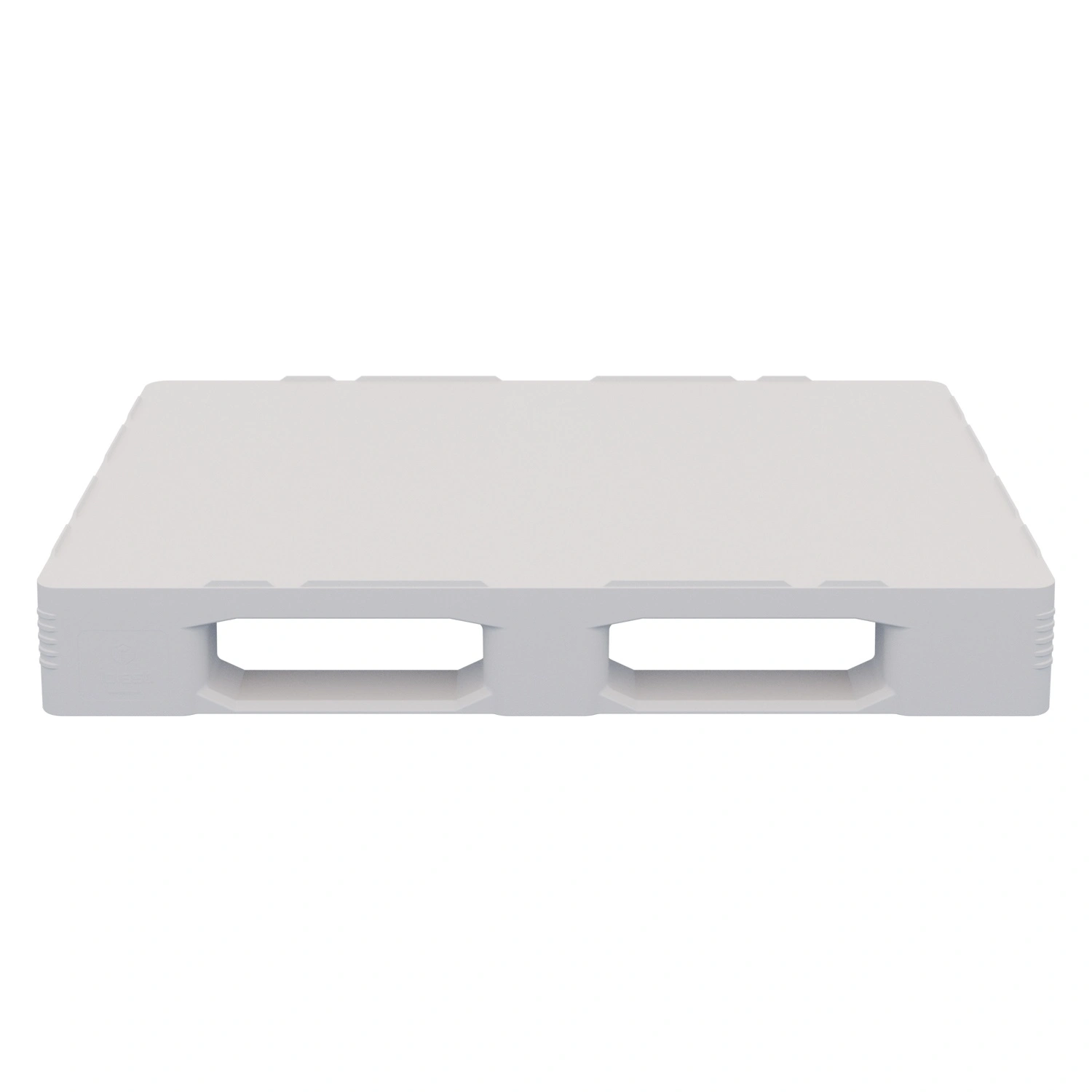 Пластиковый паллет 1200х800х152 мм iPlast белый сплошной на 3 полозьях гигиенический с бортиком