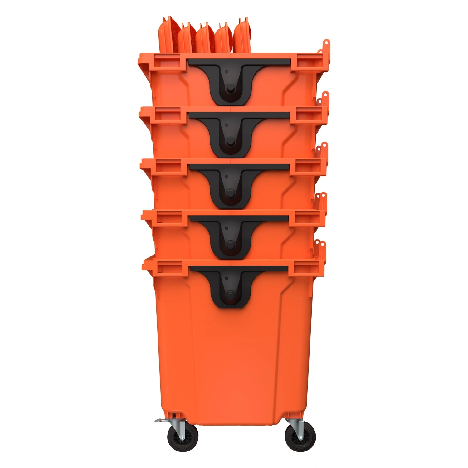 Мусорный контейнер 1100 л iPlast оранжевый 4-колёсный с оранжевой крышкой N2 (20.807.2)
