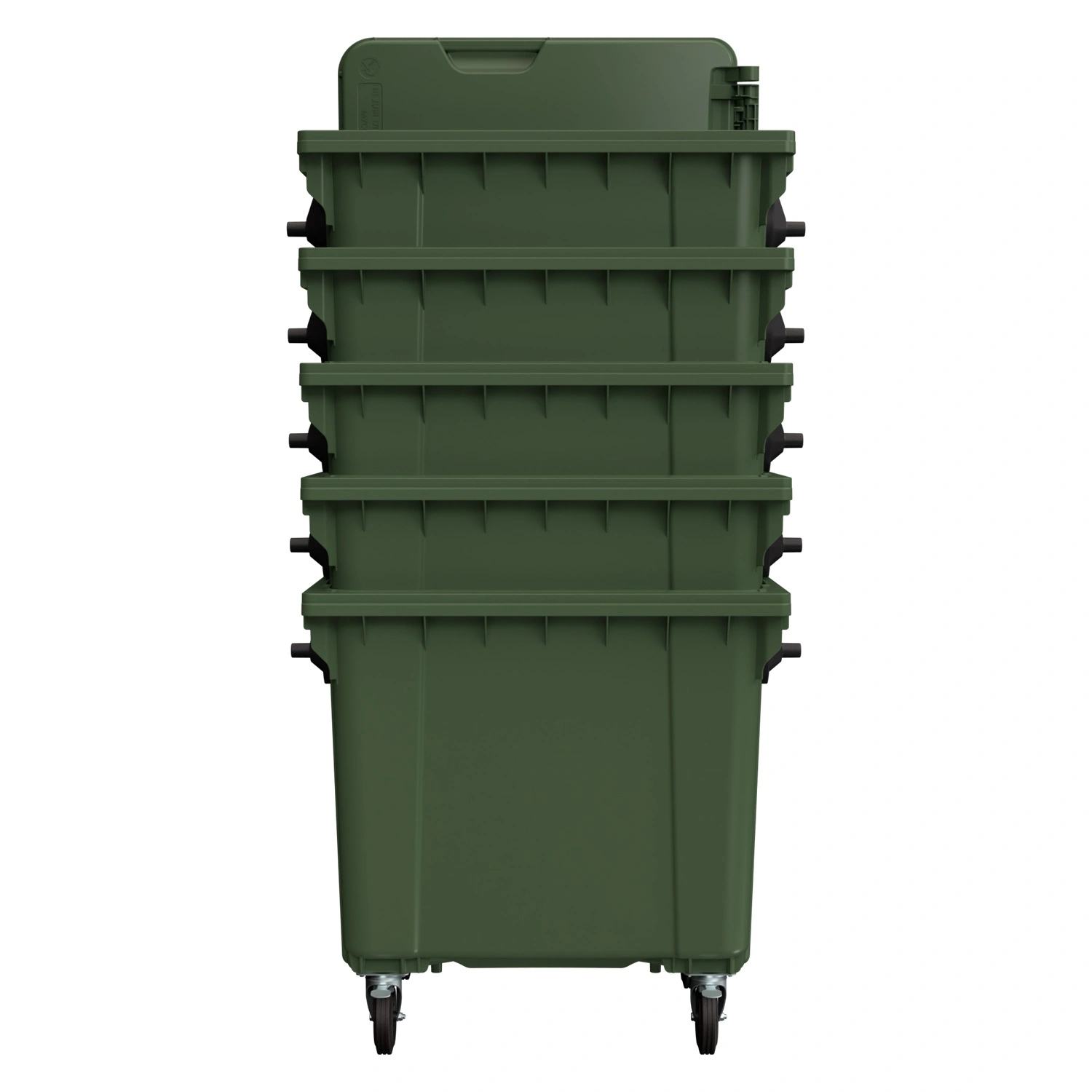 Мусорный контейнер 1100 л iPlast зелёный 4-колёсный с зелёной крышкой N1 (20.807.1)