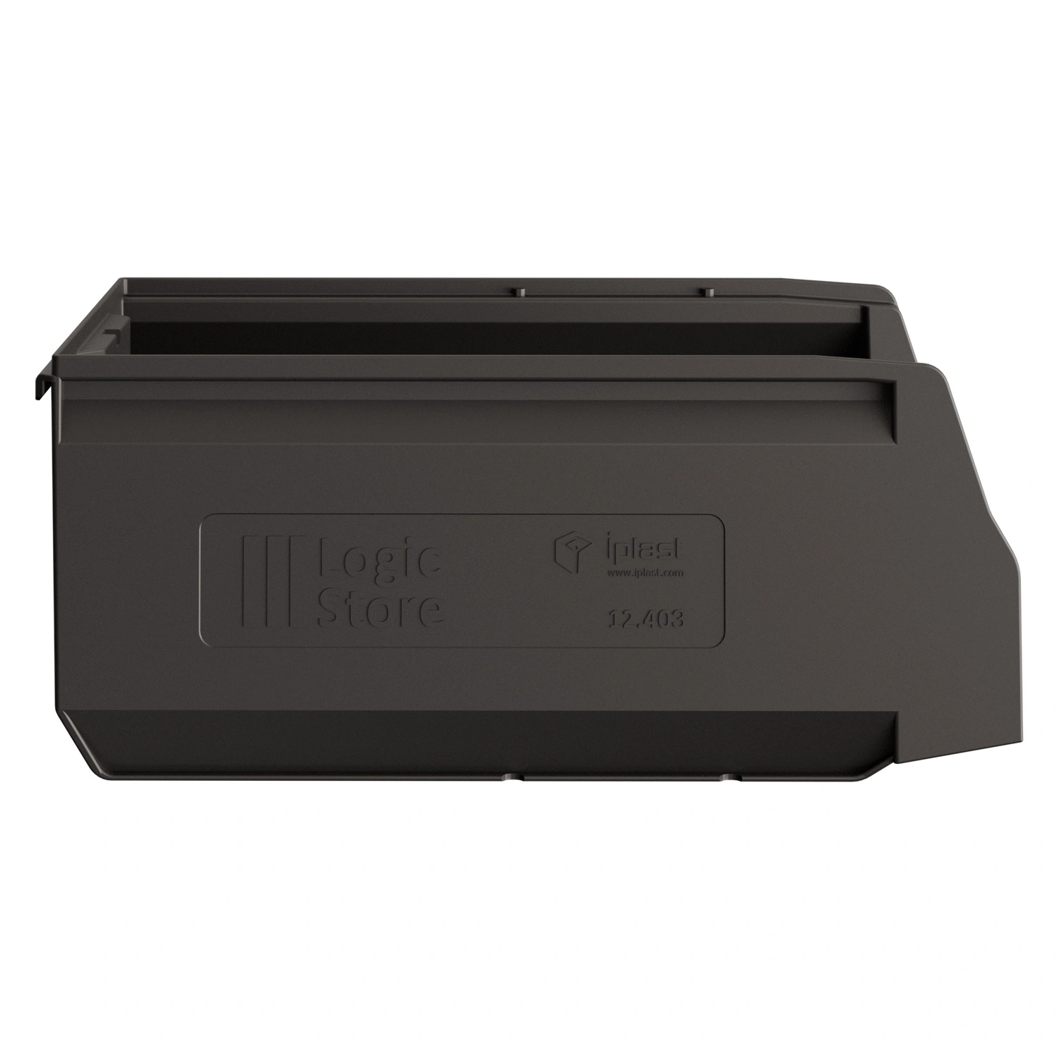 Складской лоток Logic Store 350x225x150 мм iPlast чёрный ЭКО с отверстиями для продольной перегородки