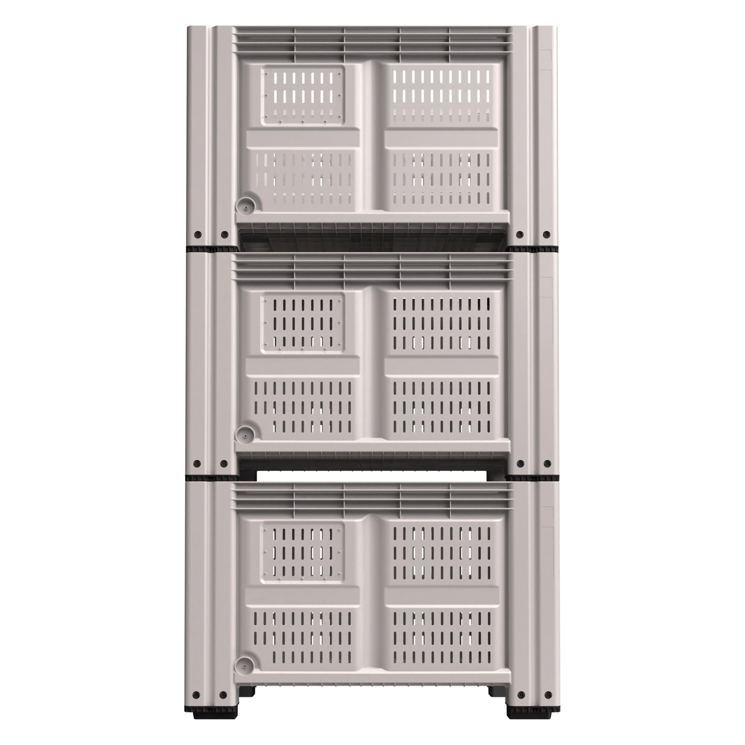 Большой контейнер 1200x1000x760 мм iPlast iBOX светло-серый c перфорированными стенками и дном, на ножках Большой контейнер 1200x1000x760 мм iPlast iBOX светло-серый c перфорированными стенками и дном, на ножках