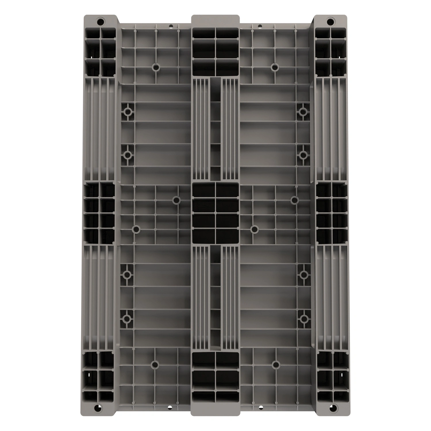 Пластиковый паллет 1200x800x160 мм iPlast серый сплошной на 3 полозьях с бортиком и элементами усиления