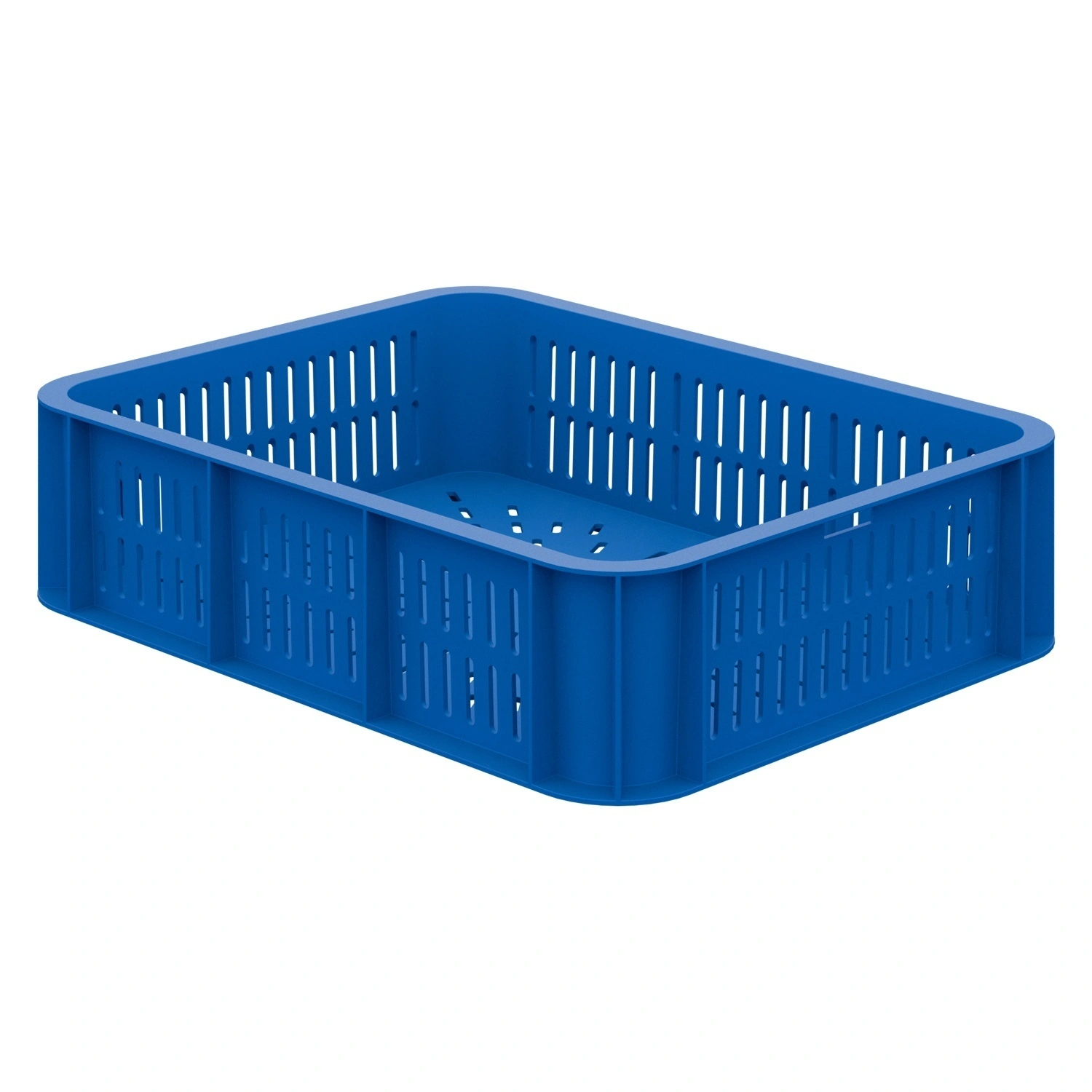 Пищевой ящик универсальный 435х335х110 мм iPlast синий ЭКО с перфорированными стенками и дном
