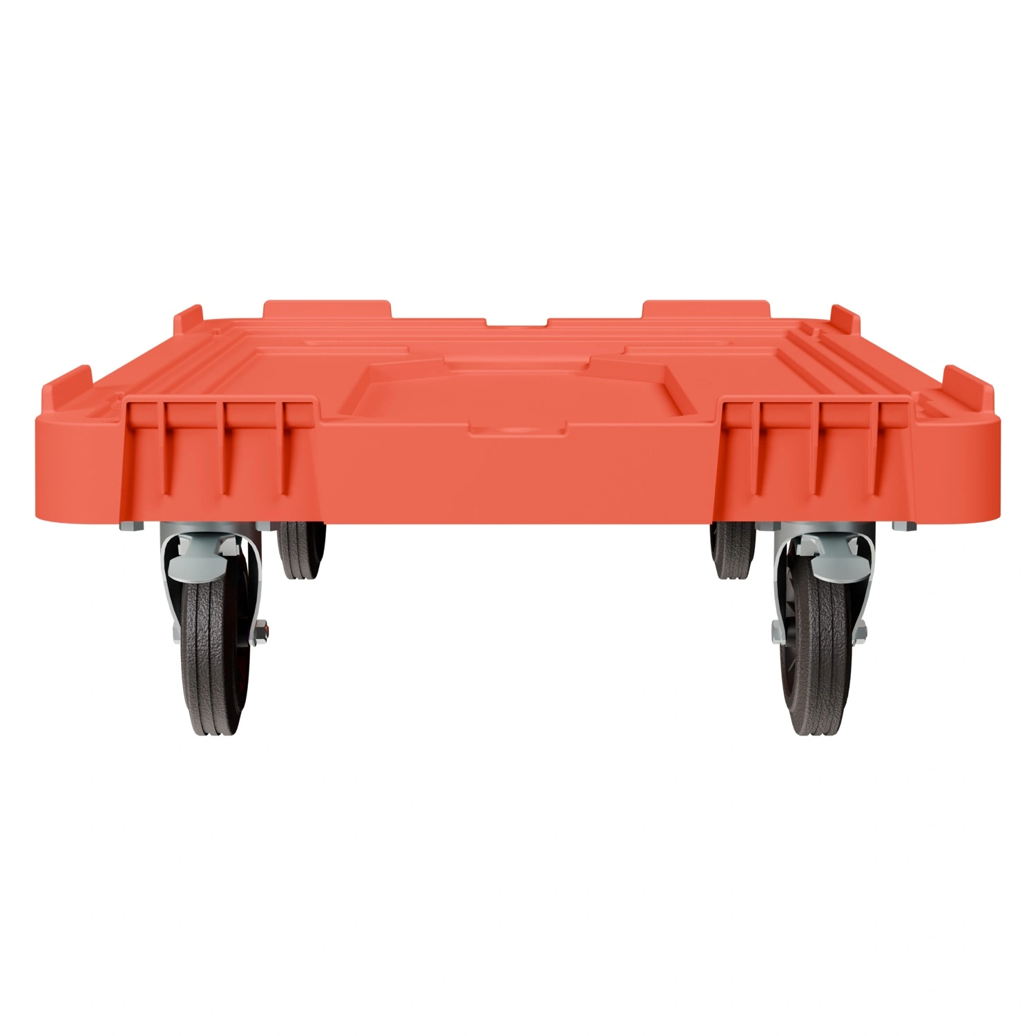 Складская тележка 620х420х185 мм iPlast красная 4-колёсная (2 колеса с тормозом) с 2 трубами усиления