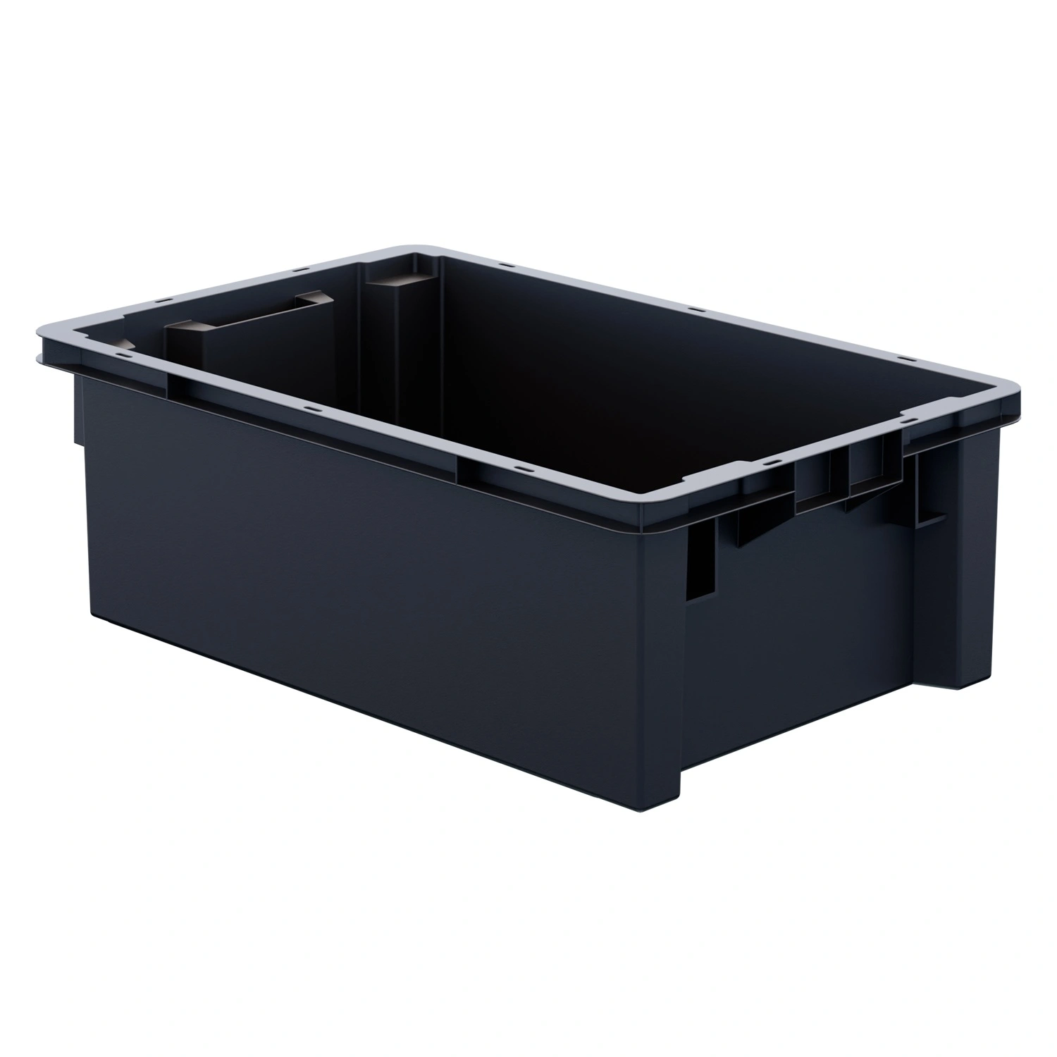 Пищевой ящик универсальный 600х400х200 мм iPlast чёрный ЭКО со сплошными стенками и дном