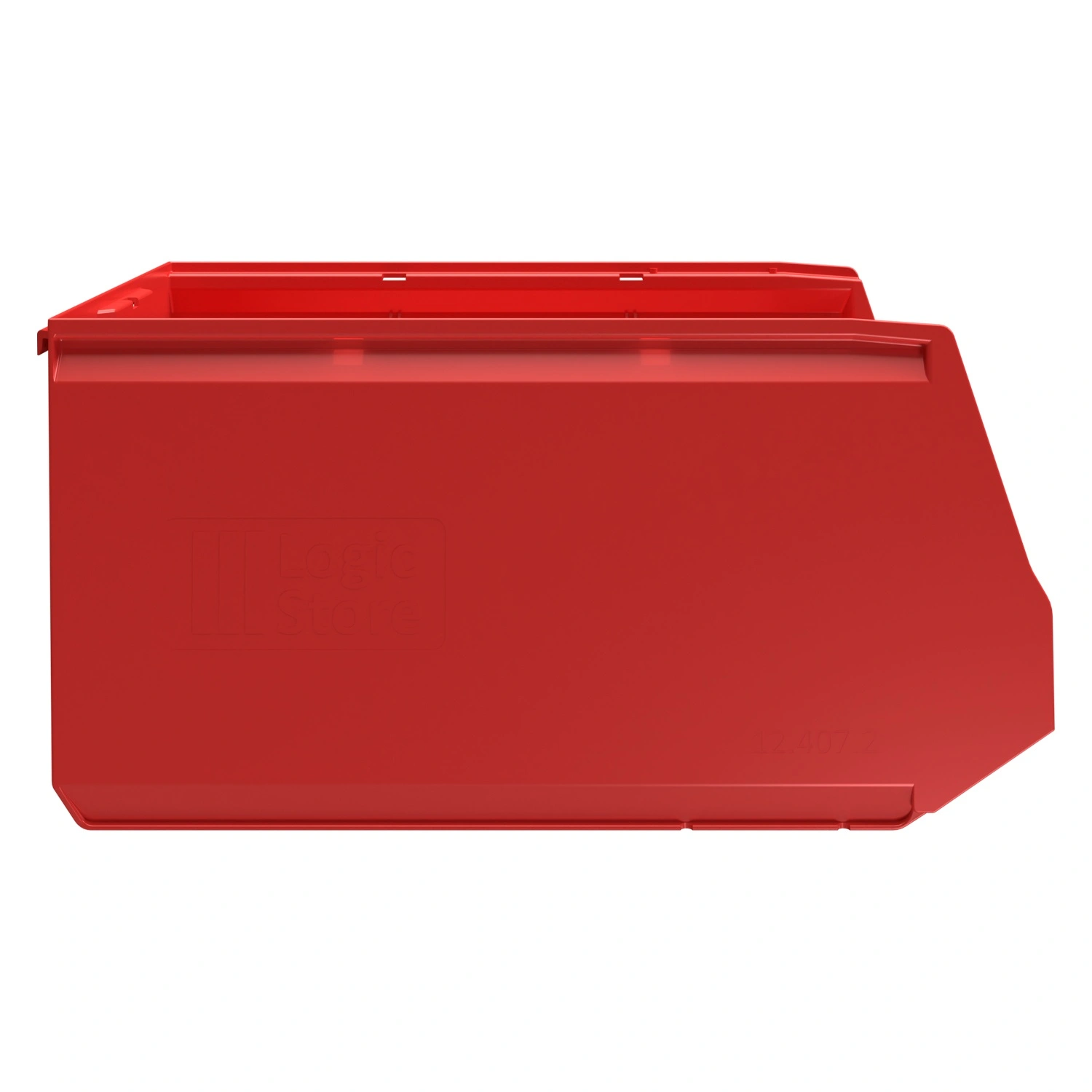 Складской лоток Logic Store 500х300х250 мм iPlast красный с отверстиями для перегородок и наклейкой сбоку