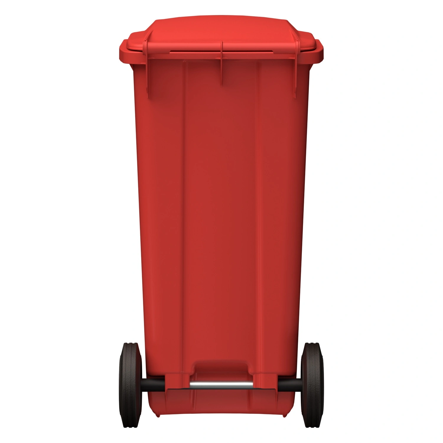 Мусорный контейнер 120 л iPlast красный 2-колёсный (д. 200 мм) с красной крышкой NEW (20.805)
