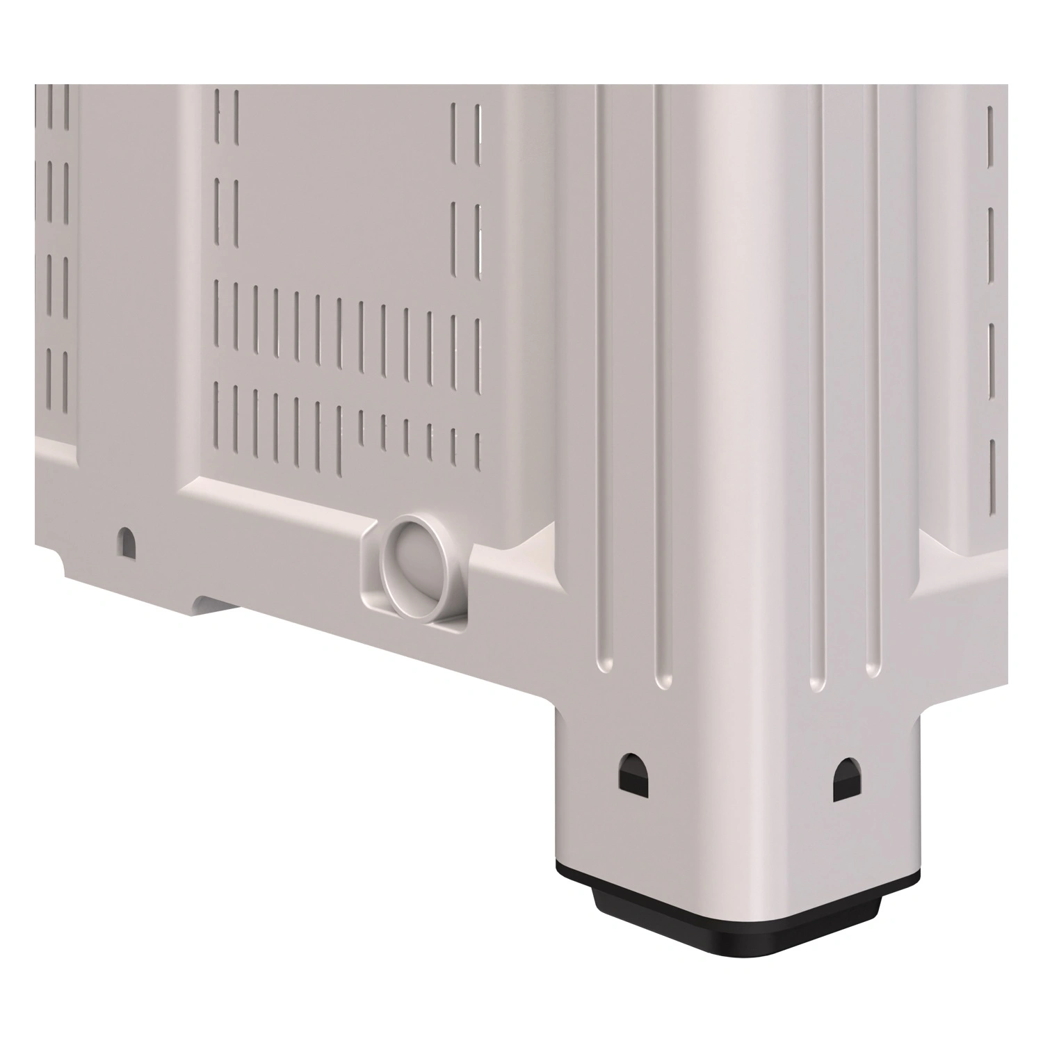 Большой контейнер 1130x1130x580 мм iPlast iBOX светло-серый c перфорированными стенками и дном, на ножках