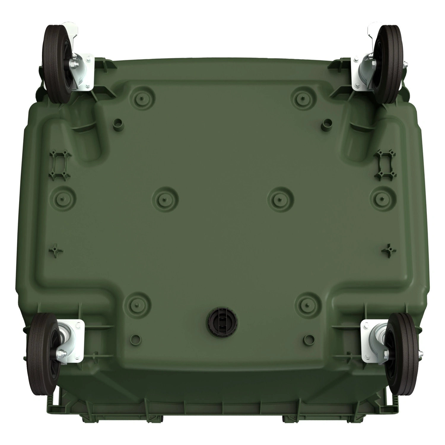 Мусорный контейнер 1100 л iPlast зелёный 4-колёсный с зелёной крышкой и тёмно-серой крышкой TwinLid