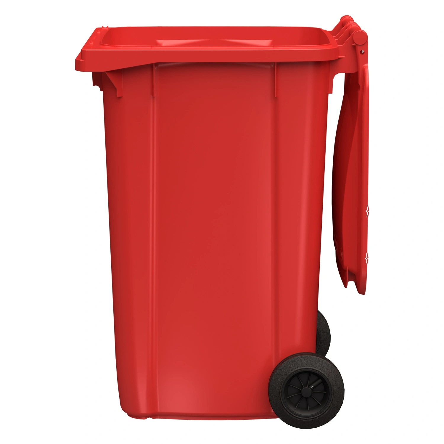 Мусорный контейнер 240 л iPlast красный 2-колёсный (д. 200 мм) с красной крышкой NEW (20.808)