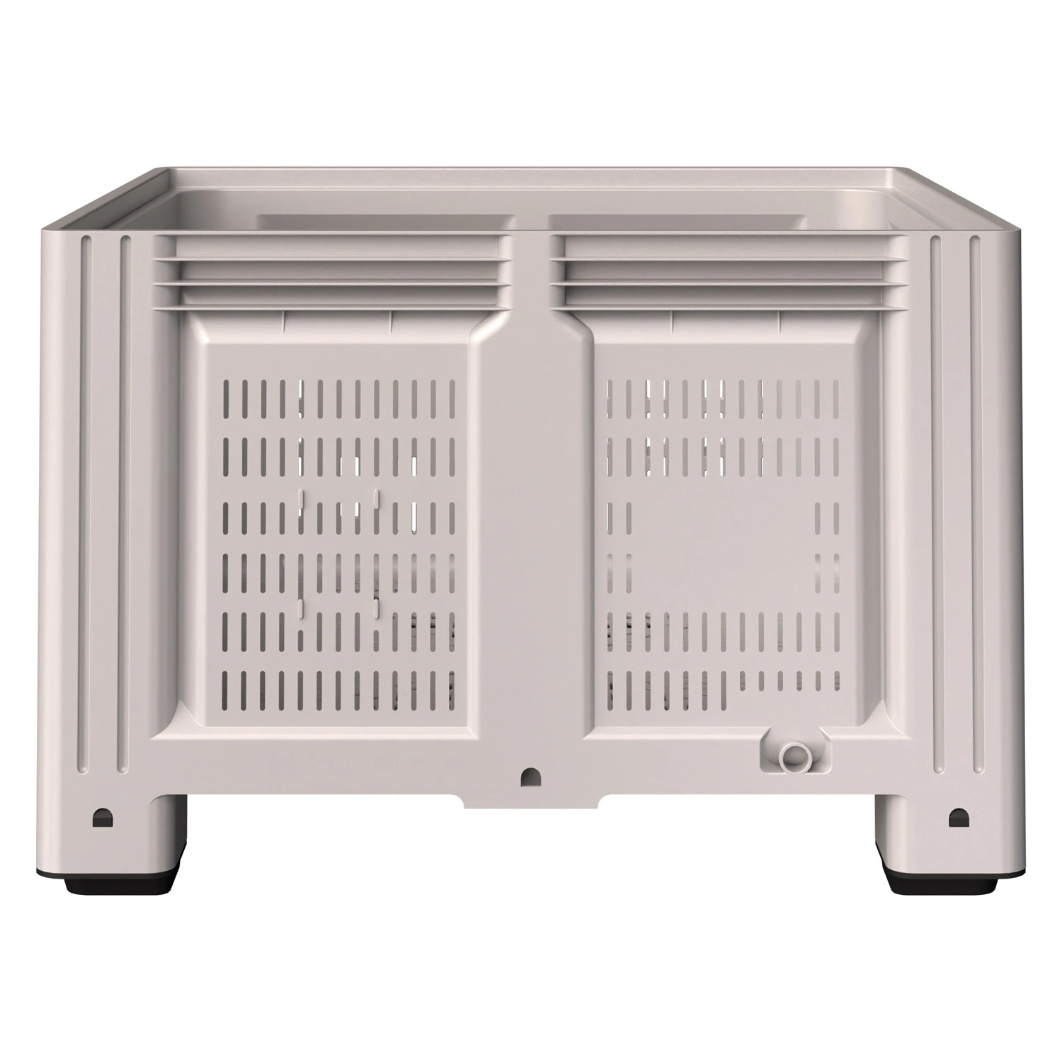 Большой контейнер 1130x1130x760 мм iPlast iBOX светло-серый c перфорированными стенками и дном, на ножках