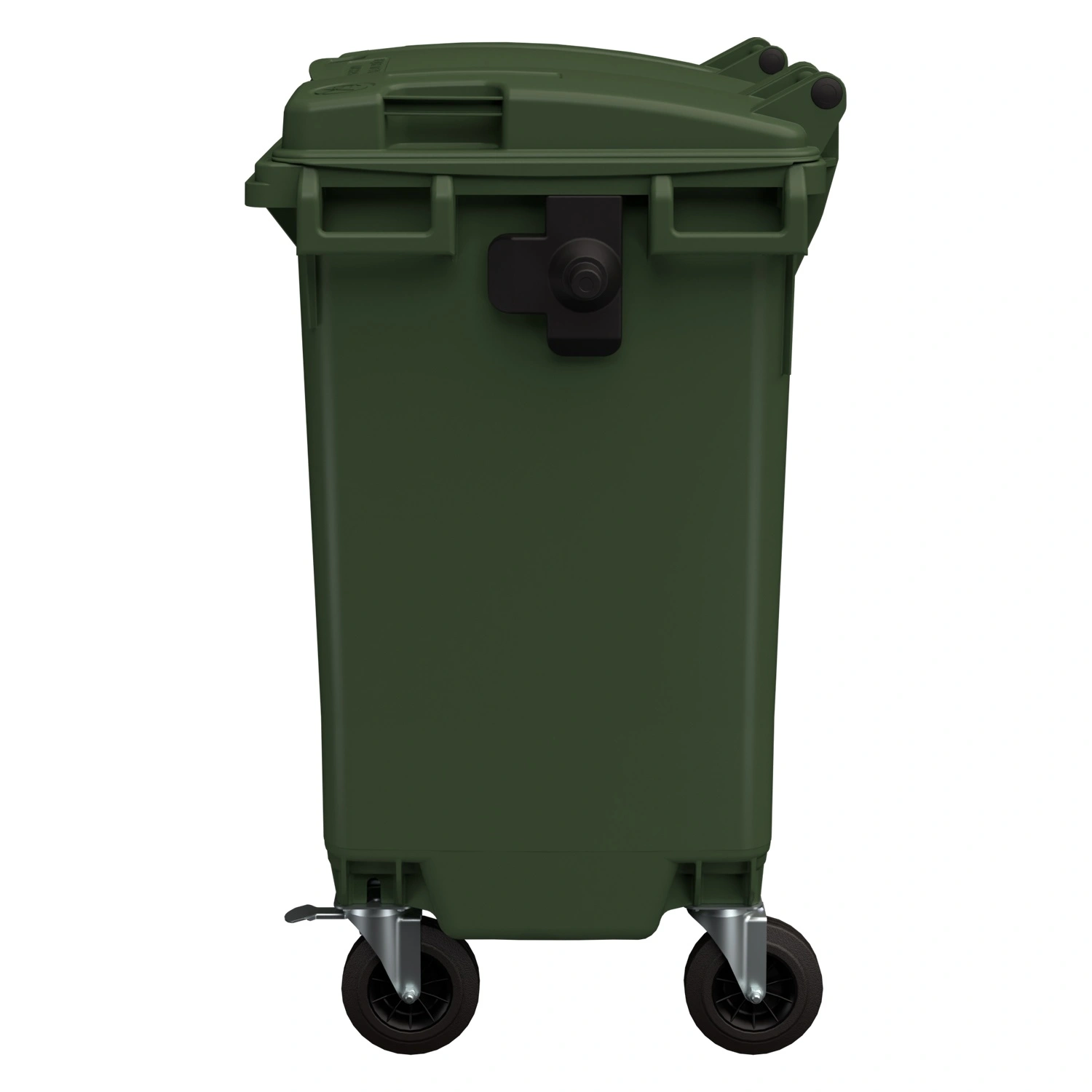 Мусорный контейнер 770 л iPlast зелёный 4-колёсный с зелёной крышкой