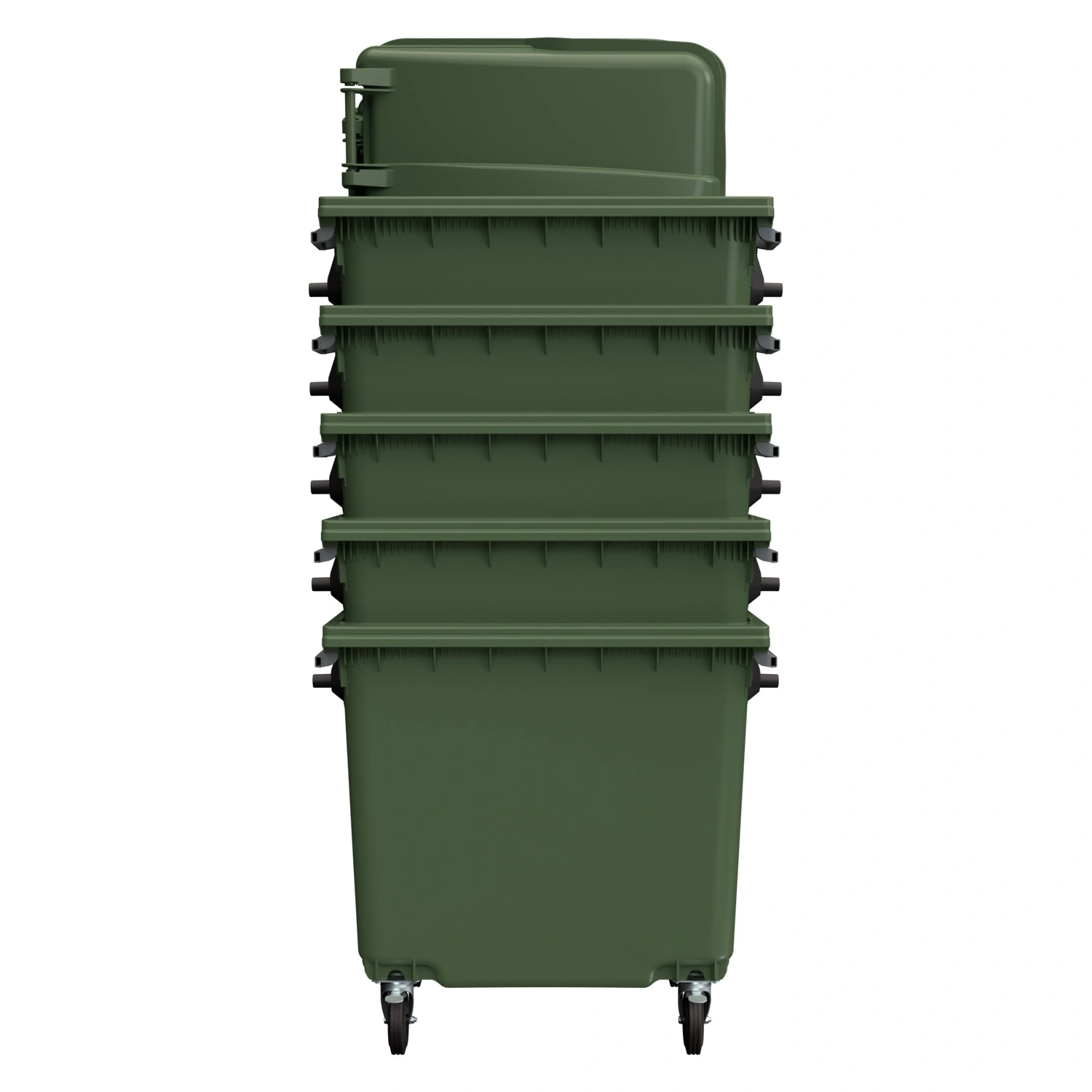 Мусорный контейнер 1100 л iPlast зелёный 4-колёсный с зелёной крышкой без педали N2 (20.809.2)