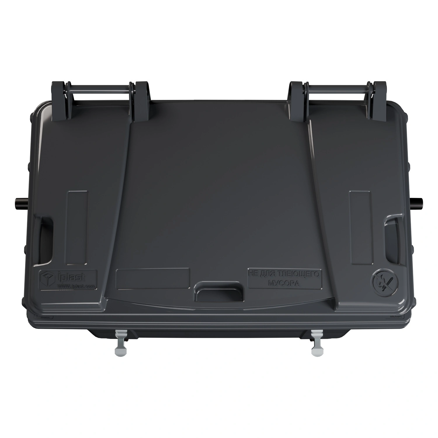 Мусорный контейнер 770 л iPlast тёмно-серый 4-колёсный с тёмно-серой крышкой