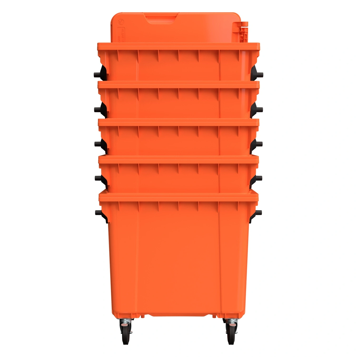 Мусорный контейнер 1100 л iPlast оранжевый 4-колёсный с оранжевой крышкой N1 (20.807.1)