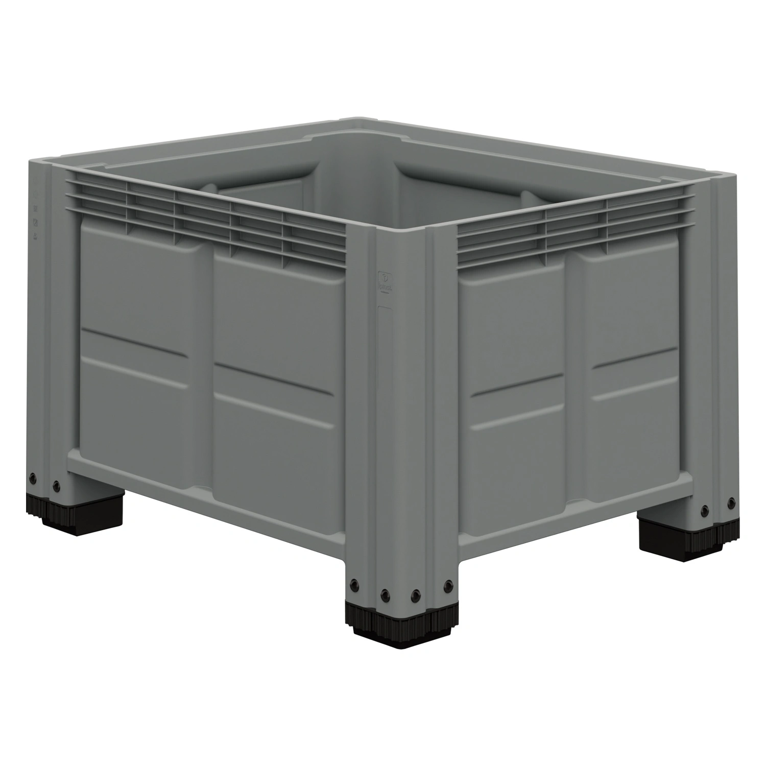 Большой контейнер 1200x1000x790 мм iPlast iBOX светло-серый со сплош. стенками и дном, на высоких ножках