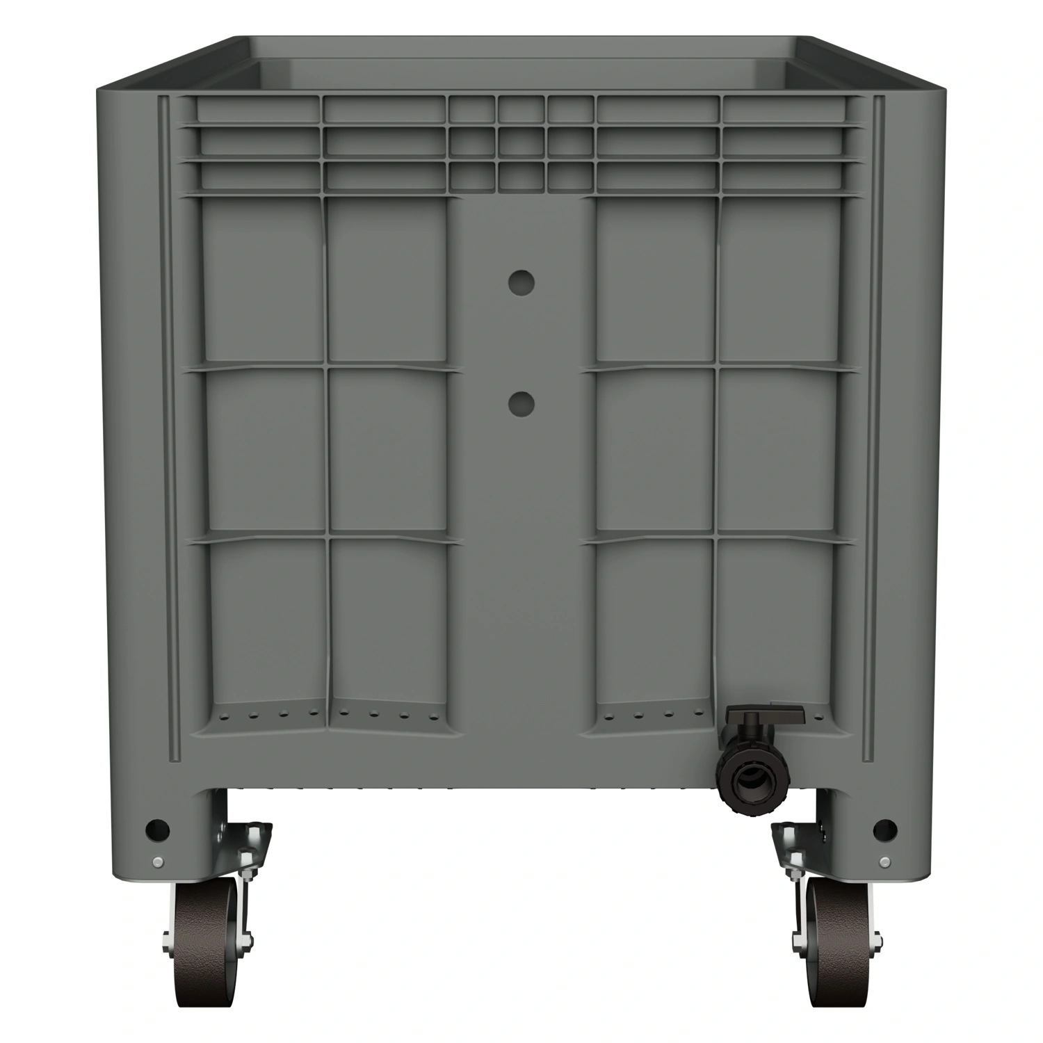 Большой контейнер 1200х800х920 мм iPlast iBOX светло-серый со сплош. стенками и дном, на колёсах с краном 1 дюйм