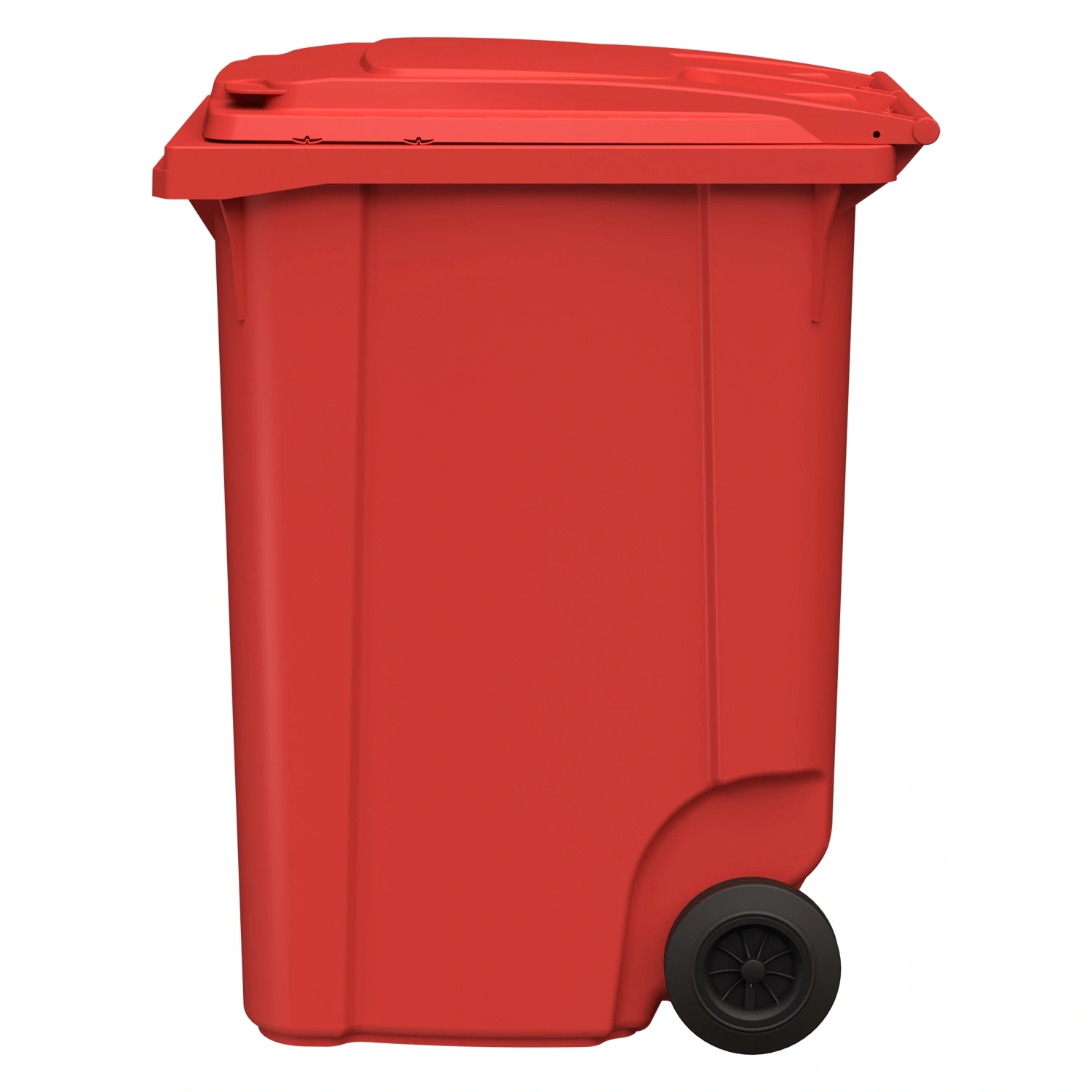 Мусорный контейнер 360 л iPlast красный 2-колёсный (д. 200 мм) с красной крышкой