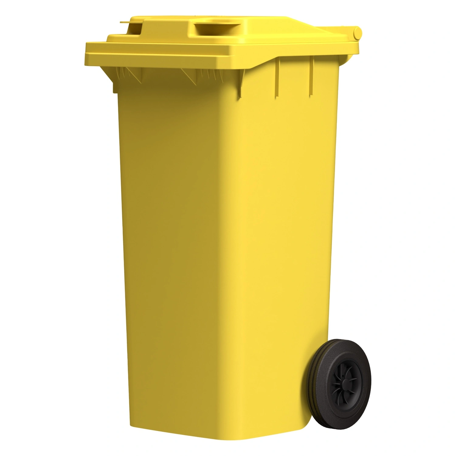 Мусорный контейнер 120 л iPlast жёлтый 2-колёсный (д. 200 мм) с жёлтой крышкой