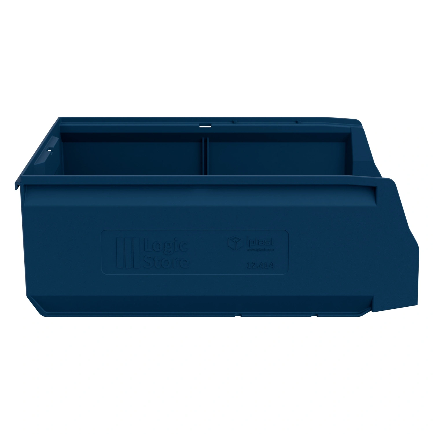 Складской лоток Logic Store 400х225х150 мм iPlast синий индиго с наклейкой 50х70 мм сбоку