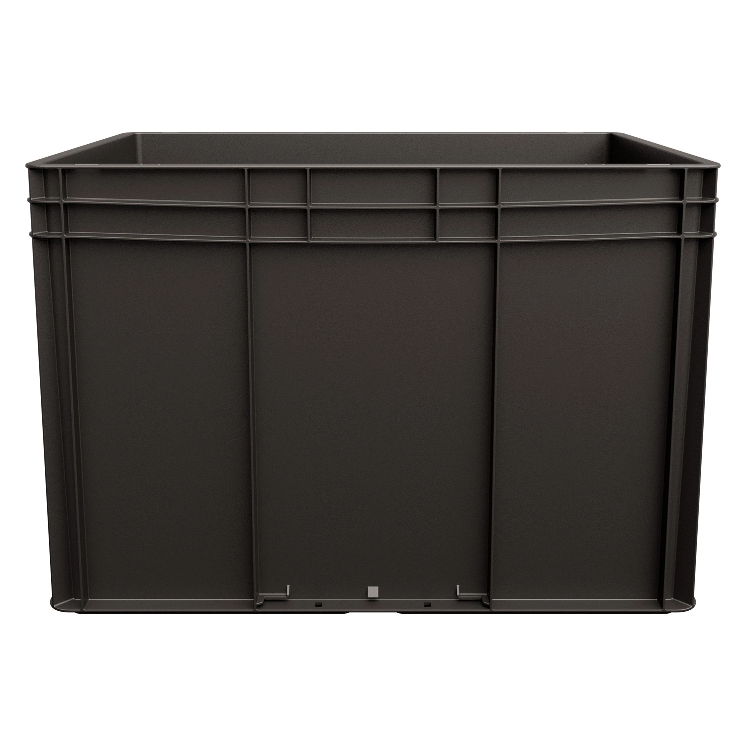Евроконтейнер ЕС-6442.3 600х400х420 мм iPlast чёрный ЭКО с усиленным дном, открытыми ручками