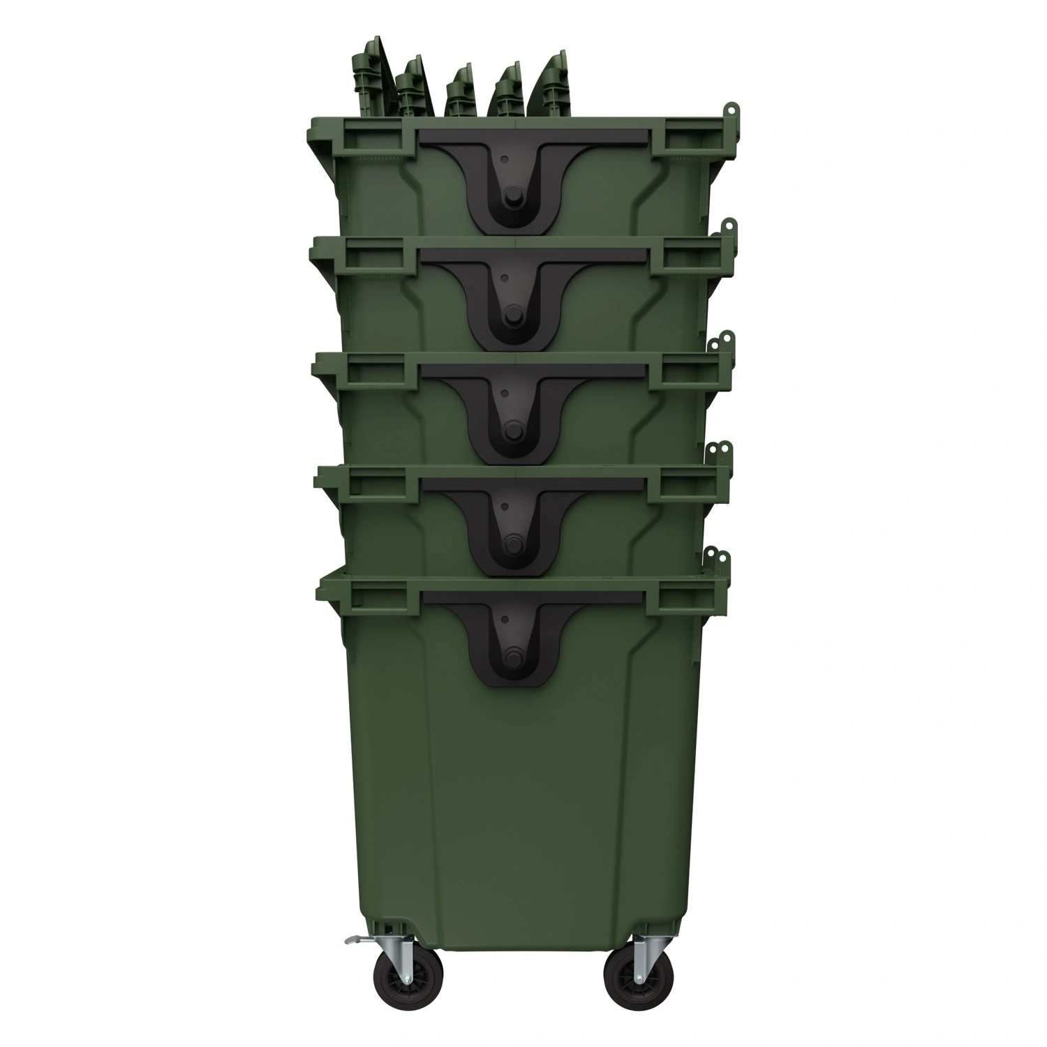 Мусорный контейнер 1100 л iPlast зелёный 4-колёсный с зелёной крышкой N1 (20.807.1)