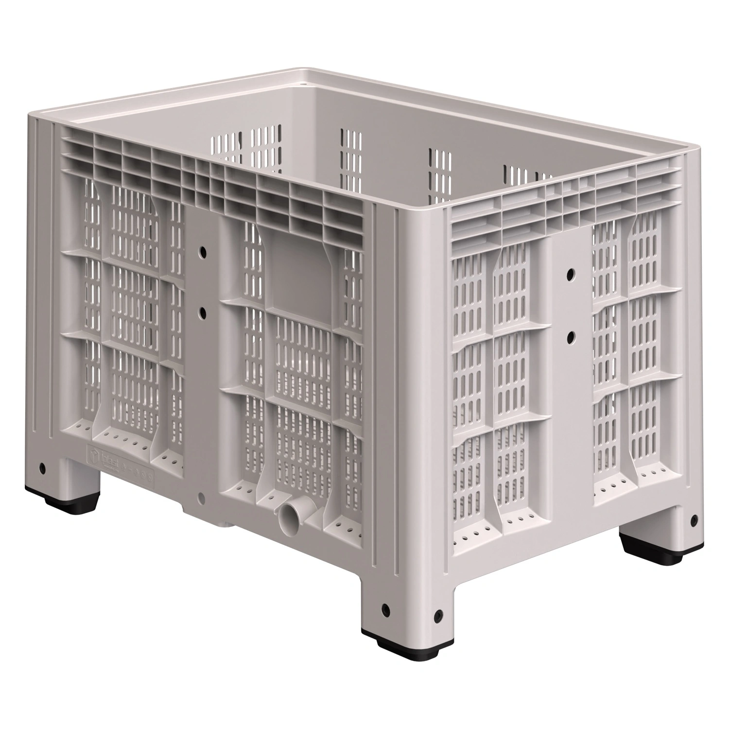 Большой контейнер 1200x800x800 мм iPlast iBOX светло-серый c перфорированными стенками и дном, на ножках Большой контейнер 1200x800x800 мм iPlast iBOX светло-серый c перфорированными стенками и дном, на ножках
