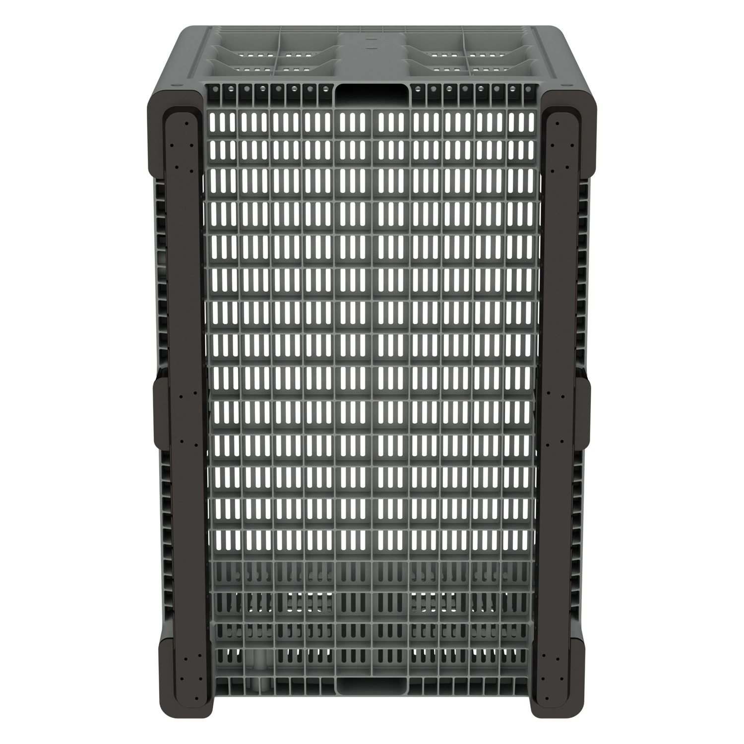 Большой контейнер 1200x800x800 мм iPlast iBOX светло-серый c перфорированными стенками и дном, на полозьях