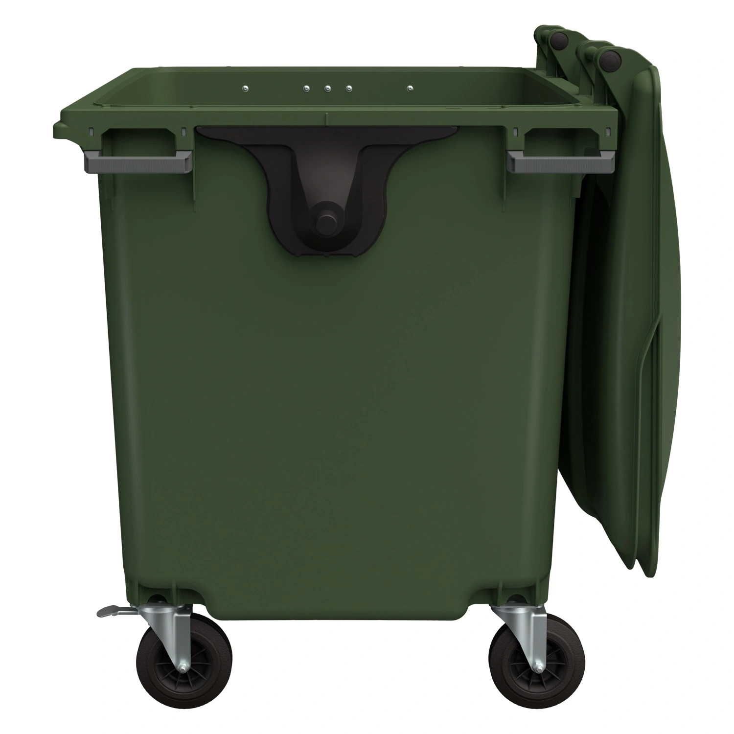 Мусорный контейнер 1100 л iPlast зелёный 4-колёсный с зелёной крышкой без педали N2 (20.809.2)