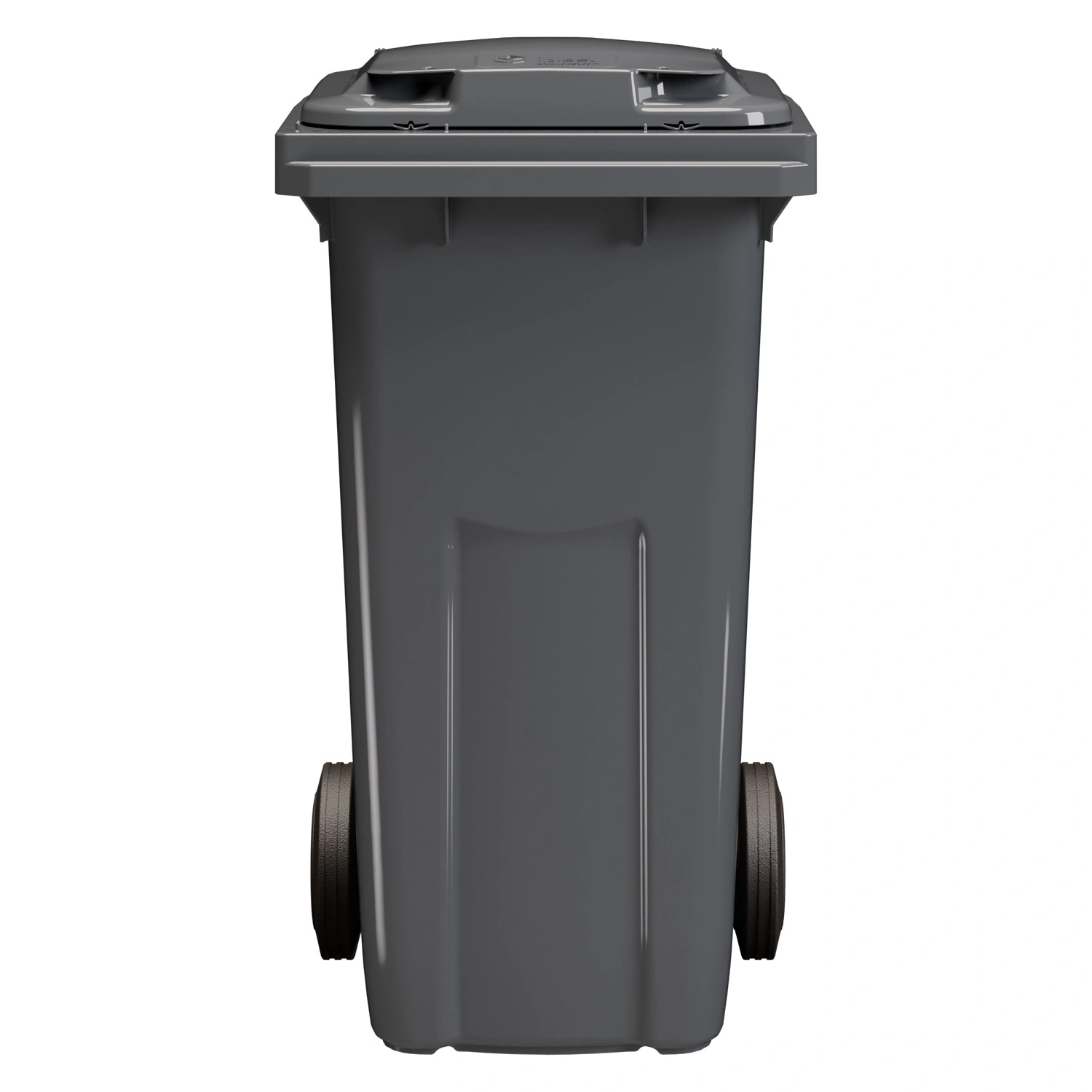 Мусорный контейнер 120 л iPlast тёмно-серый ЭКО 2-х колёсный с тёмно-серой крышкой