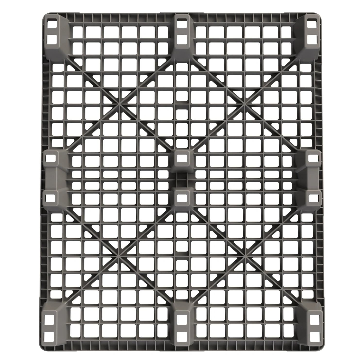 Пластиковый паллет 1200x1000x135 мм iPlast серый перфорированный на ножках с бортиком Пластиковый паллет 1200x1000x135 мм iPlast серый перфорированный на ножках с бортиком