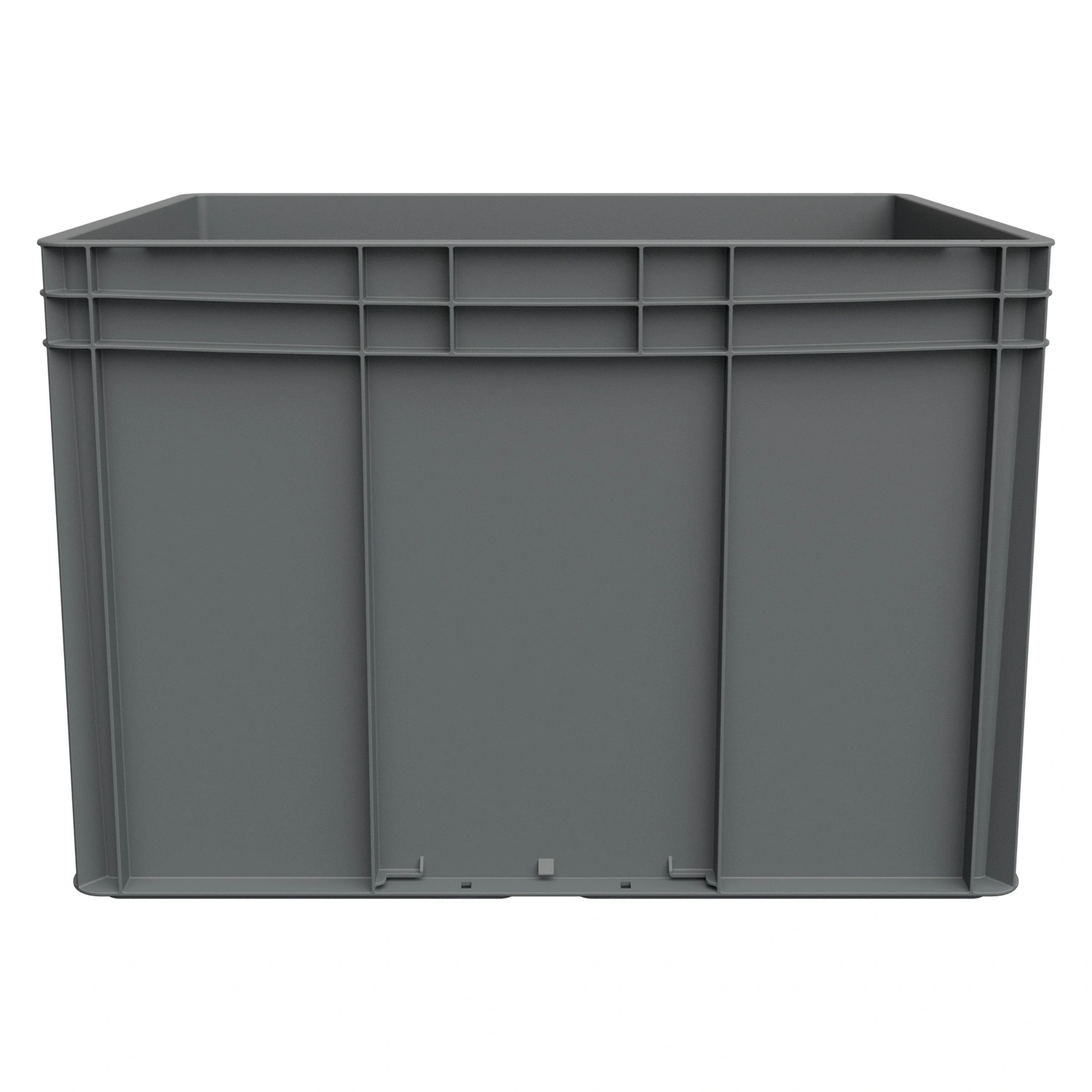 Евроконтейнер ЕС-6442.3 600х400х420 мм iPlast серый с усиленным дном и открытыми ручками