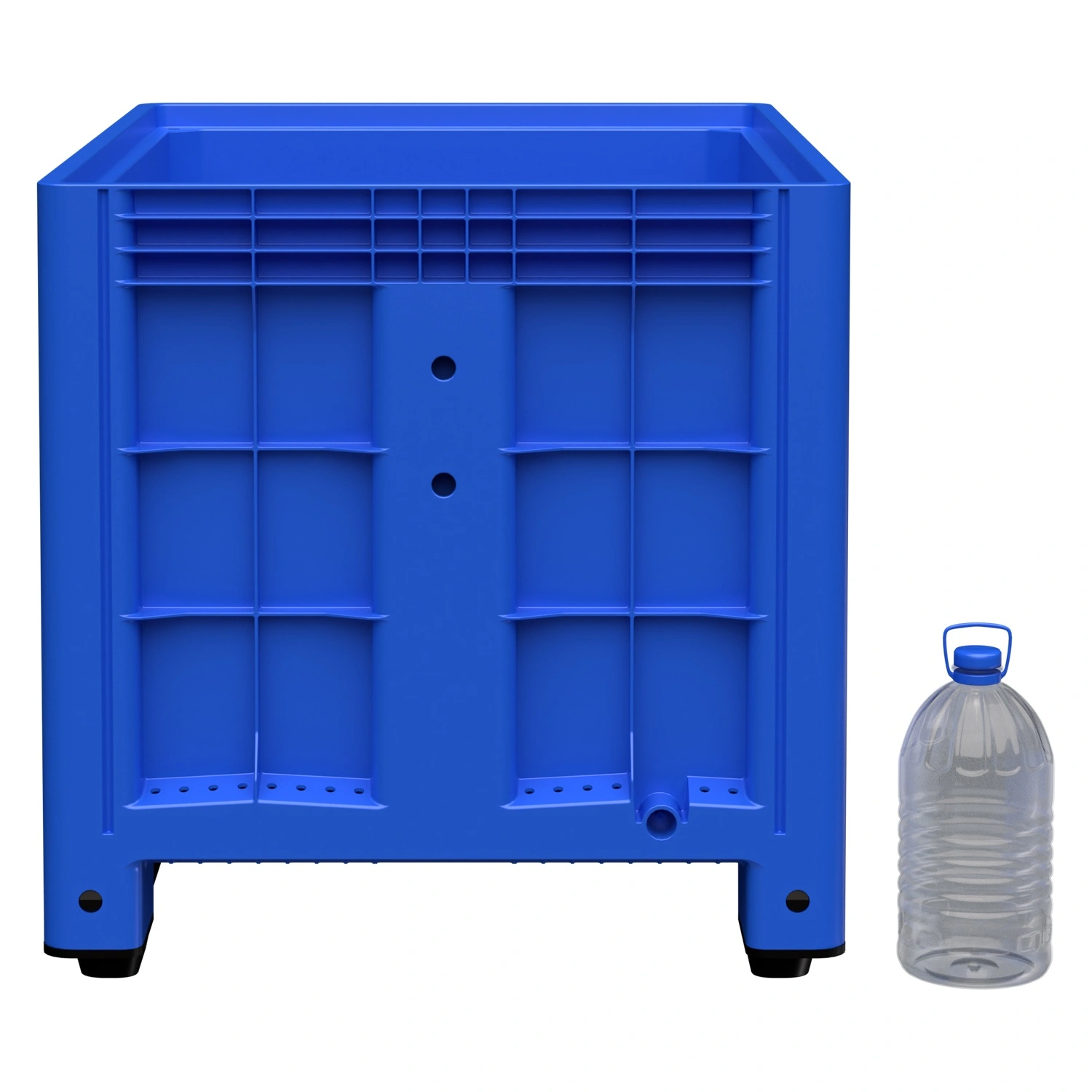 Большой контейнер 1200x800x800 мм iPlast iBOX голубой со сплошными стенками и дном, на полозьях