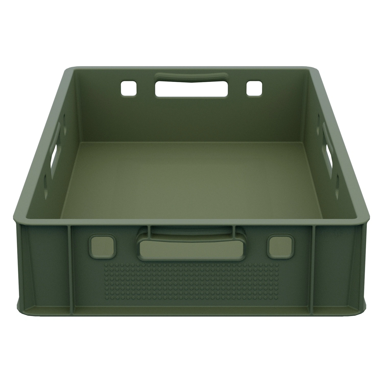 Пищевой ящик универсальный FK-6412 600х400х120 мм iPlast зелёный ЭКО со сплошными стенками и дном