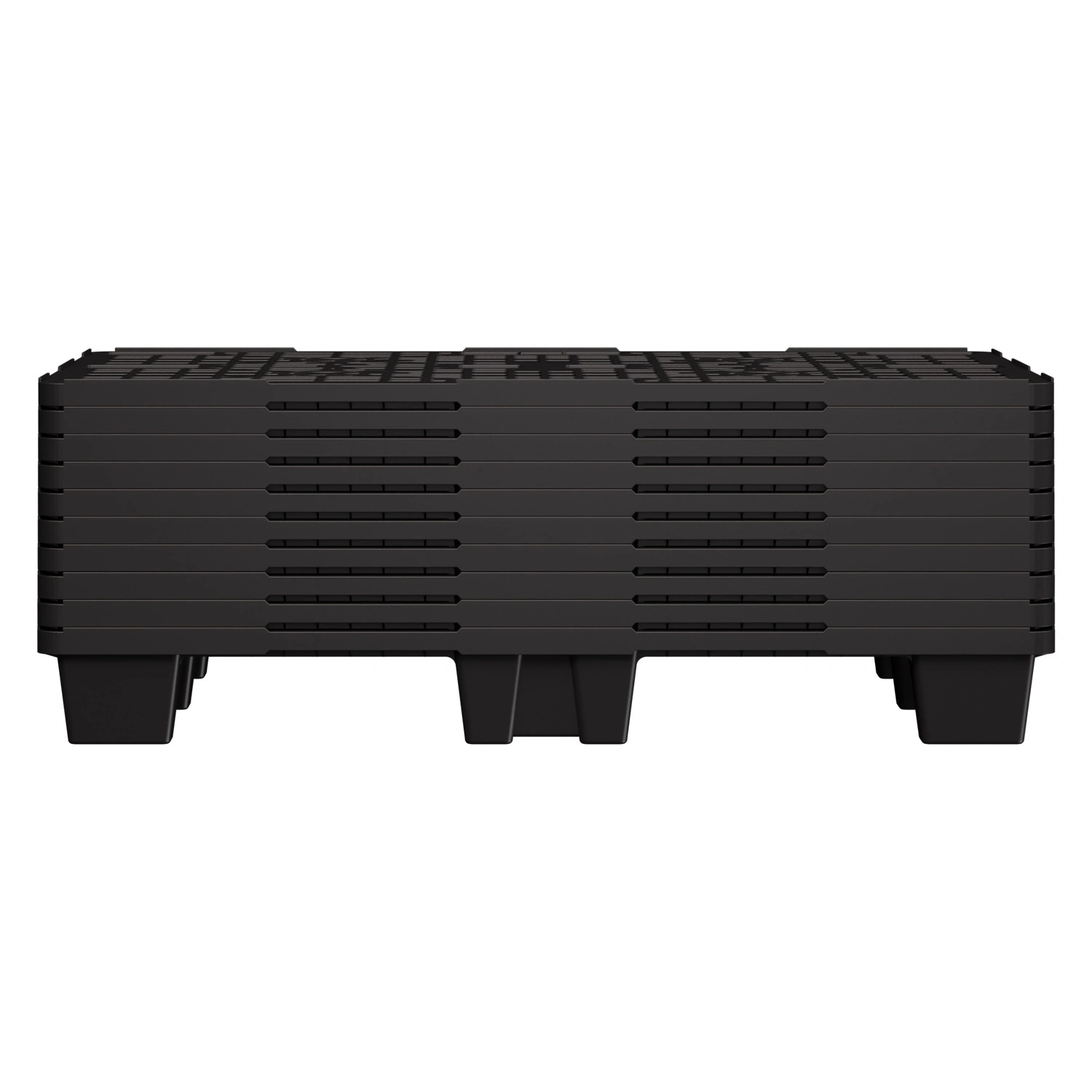Пластиковый паллет 1200x800x140 мм iPlast чёрный ЭКО перфорированный на ножках с бортиком Пластиковый паллет 1200x800x140 мм iPlast чёрный ЭКО перфорированный на ножках с бортиком