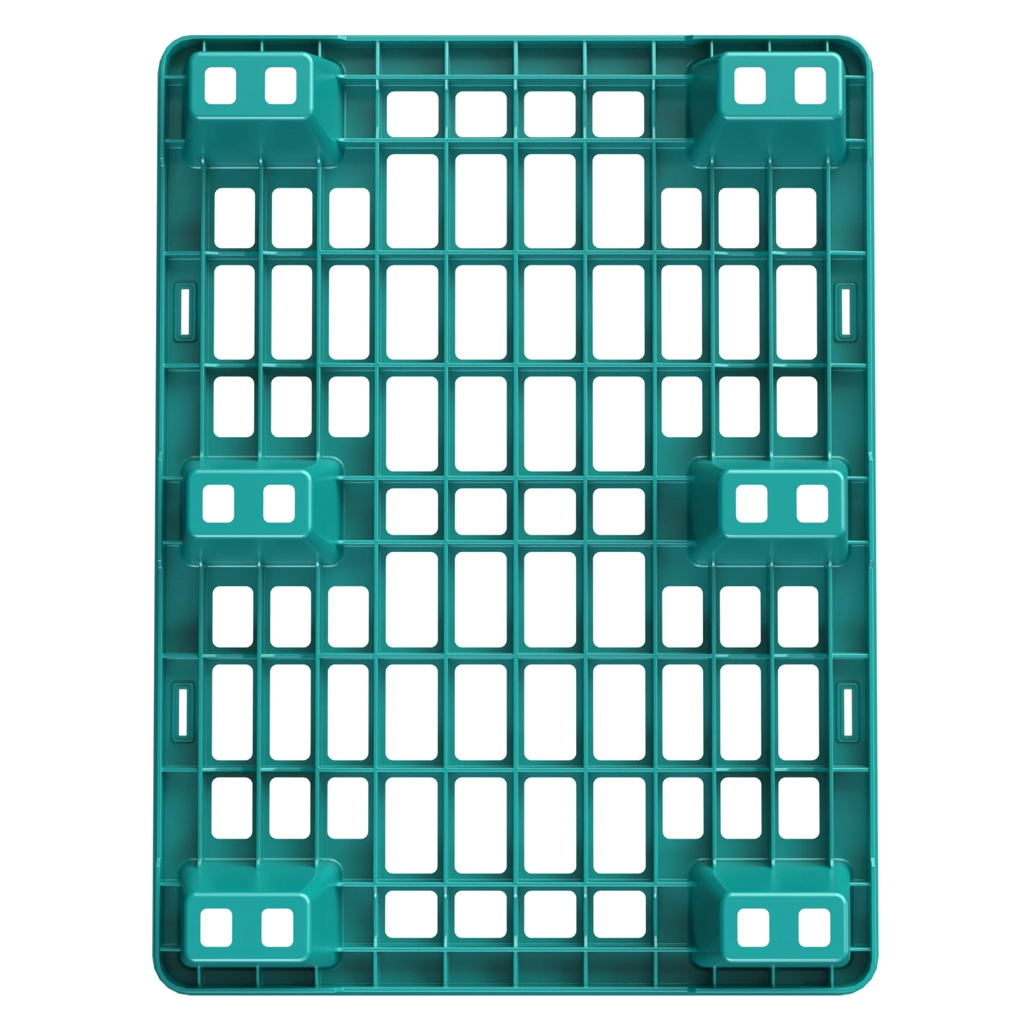 Пластиковый паллет 800x600x135 мм iPlast бирюзовый перфорированный на ножках с бортиком