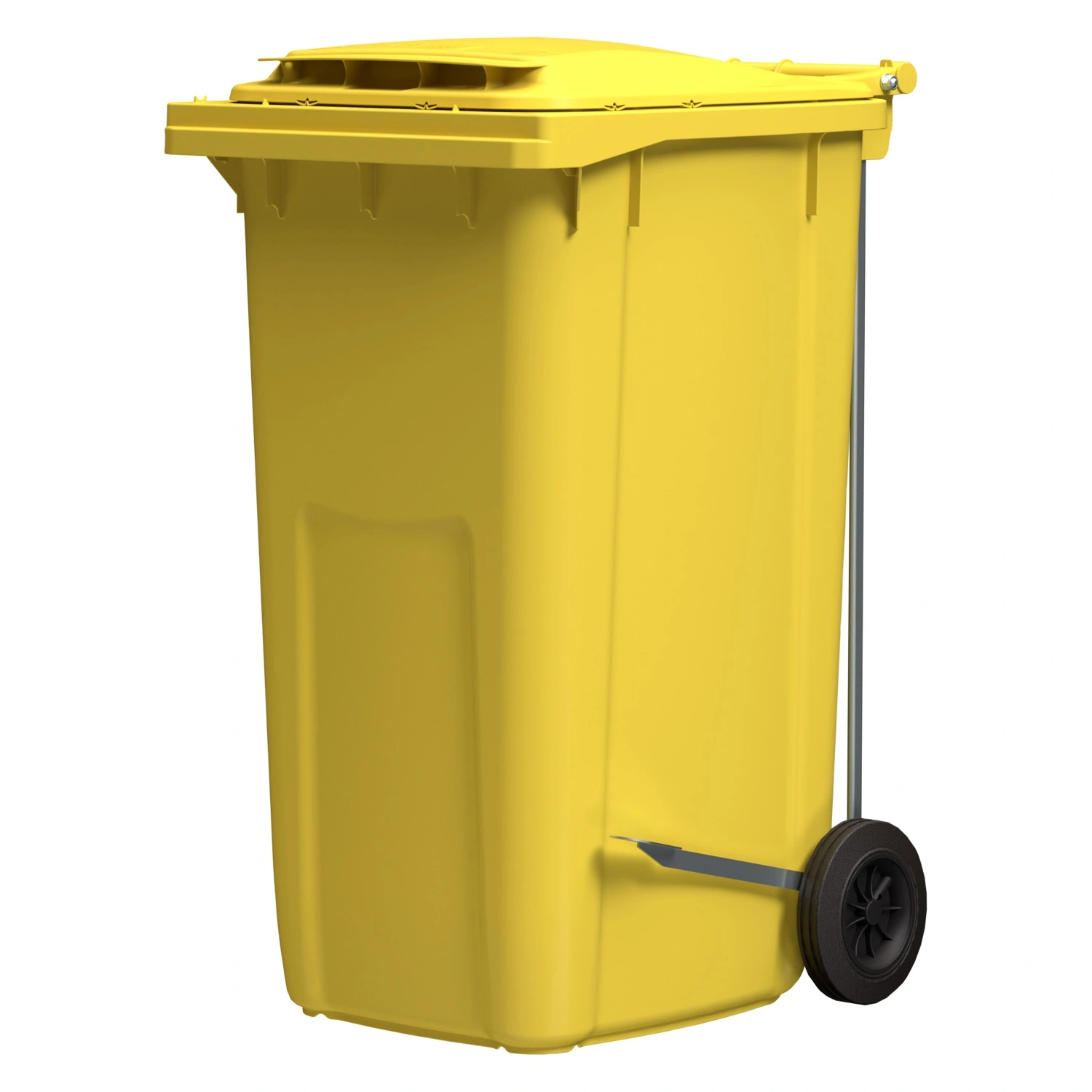 Мусорный контейнер 240 л iPlast жёлтый 2-колёсный (д. 200 мм) с жёлтой крышкой NEW (20.808)