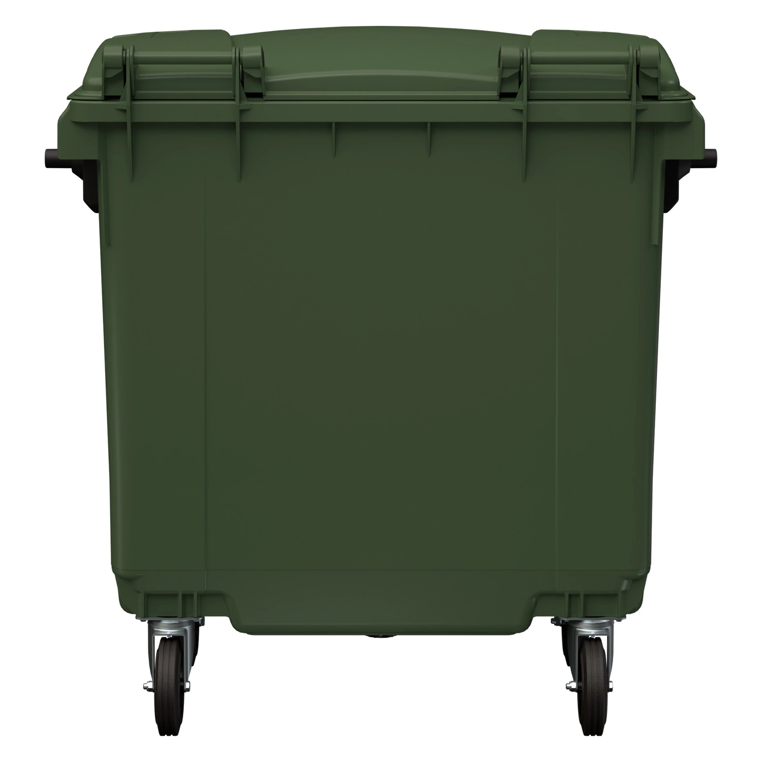 Мусорный контейнер 770 л iPlast зелёный 4-колёсный с зелёной крышкой
