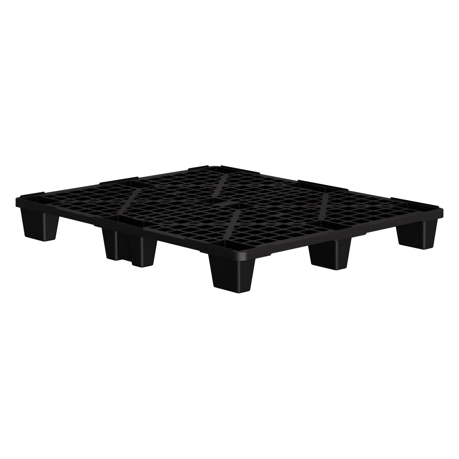 Пластиковый паллет 1200х1000х135 мм iPlast чёрный ЭКО+ перфорированный на ножках с бортиком 