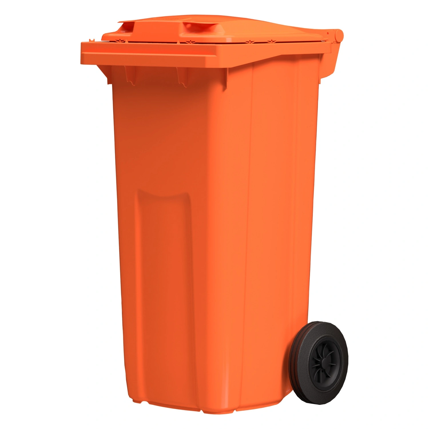 Мусорный контейнер 120 л iPlast оранжевый 2-колёсный (д. 200 мм) с оранжевой крышкой NEW (20.805)