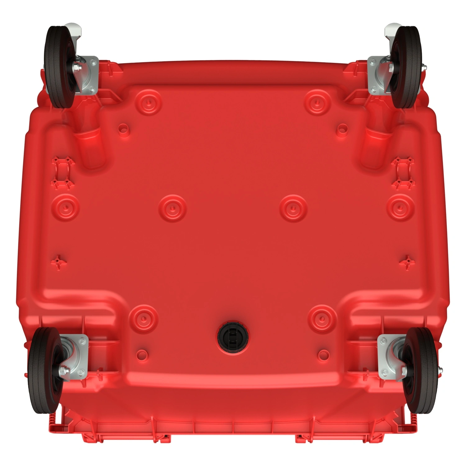 Мусорный контейнер 1100 л iPlast красный 4-колёсный с красной крышкой, без педали