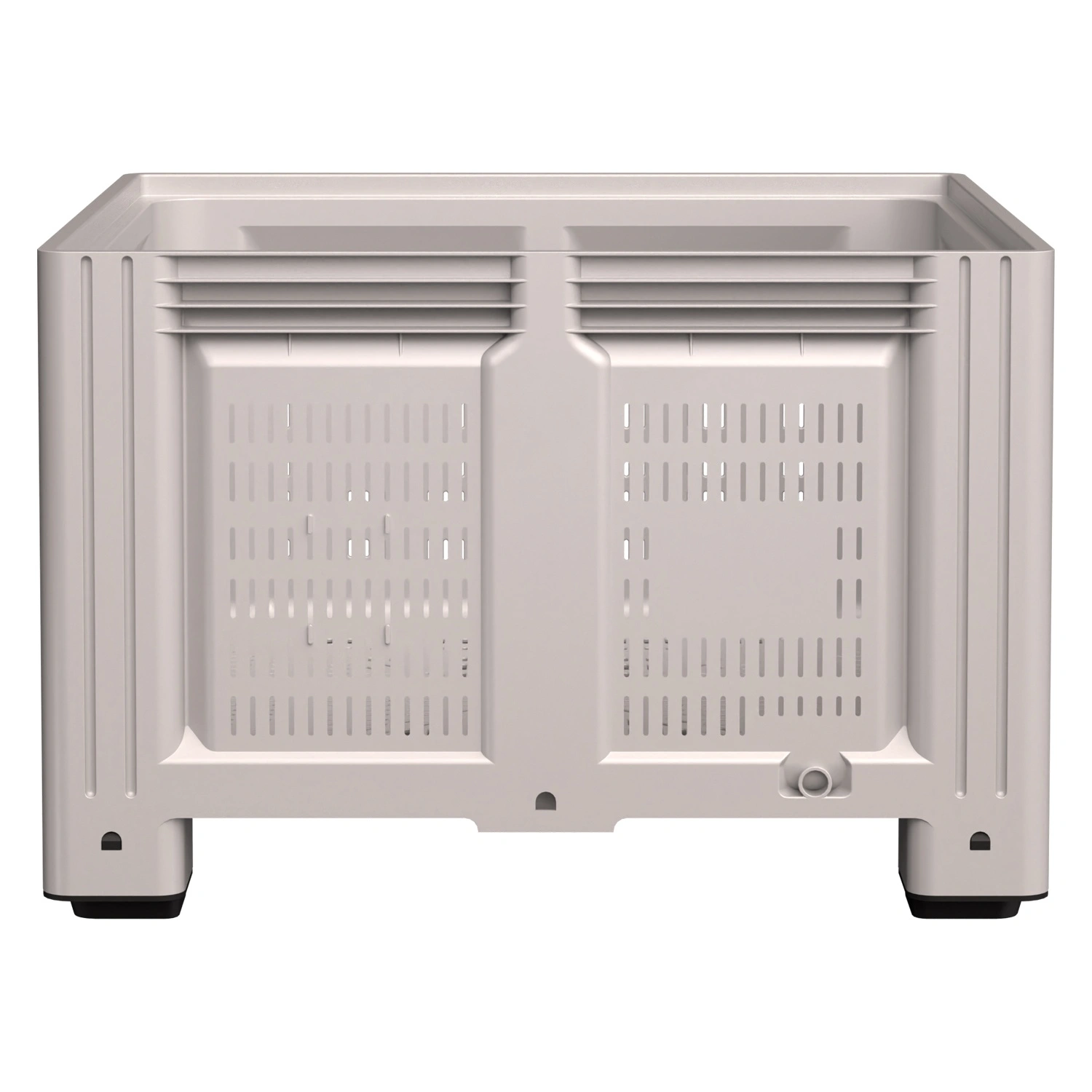 Большой контейнер 1130x1130x760 мм iPlast iBOX светло-серый c перфорированными стенками и дном, на ножках