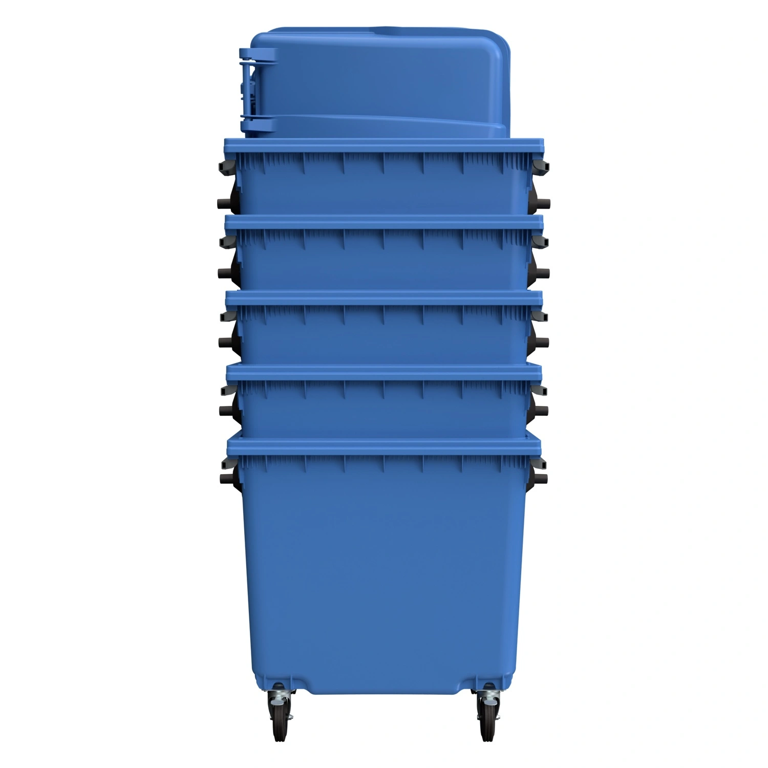 Мусорный контейнер 1100 л iPlast тёмно-голубой 4-колёсный с тёмно-голубой крышкой без педали Мусорный контейнер 1100 л iPlast тёмно-голубой 4-колёсный с тёмно-голубой крышкой без педали