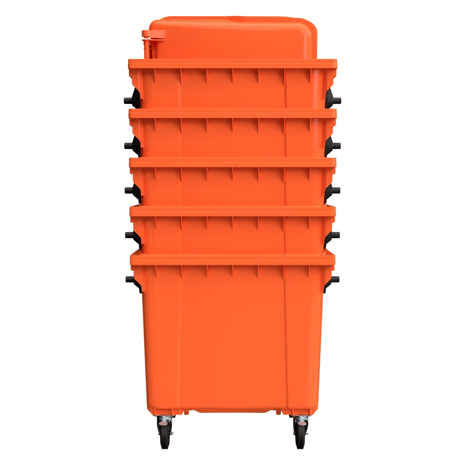 Мусорный контейнер 1100 л iPlast оранжевый 4-колёсный с оранжевой крышкой N2 (20.807.2)